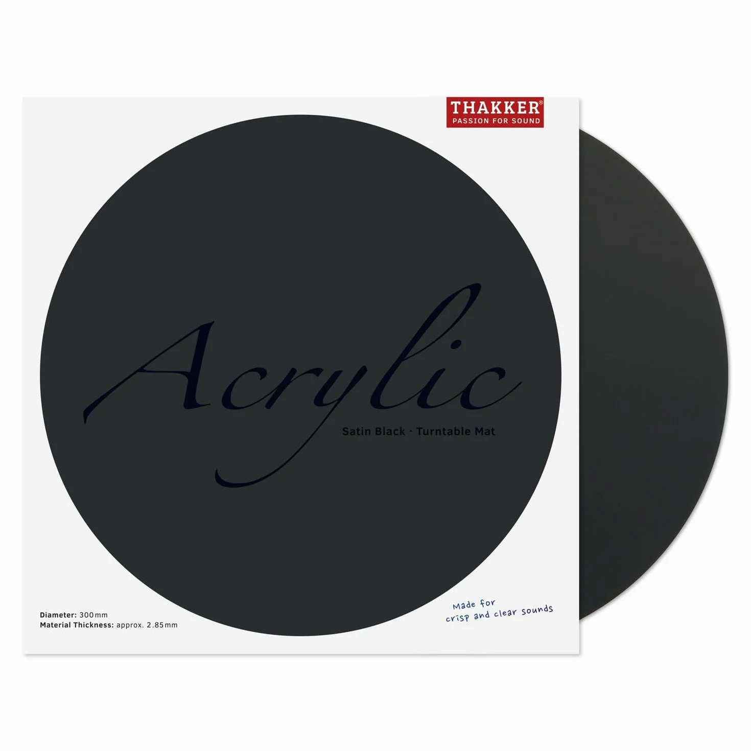 THAKKER Acrylic Mat Satin Black 12" nakładka na talerz z hartowanego szkła akrylowego Ø 300 mm czarna