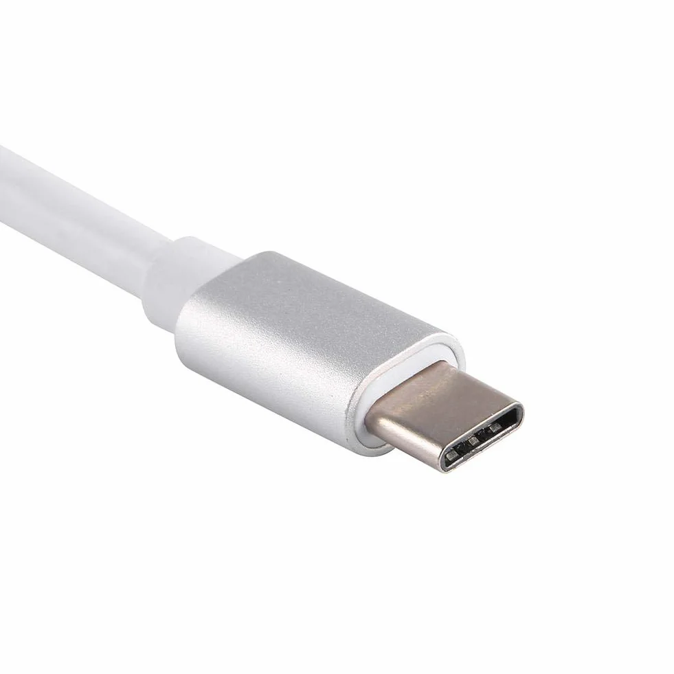 Adapter USB C do VGA, 10 Gb/s 24-pinowy kabel konwertera typu C na żeński VGA z aluminiową obudową, złącze USB 3.1 na VGA Obsługuje monitor projektora HD TV Box dla Macboo Air (srebrny)