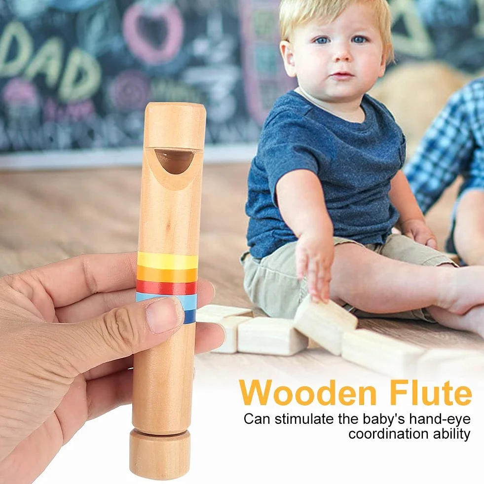 RiToEasysports Drewniany Fipple Piccolo, Edukacyjny Drewniany Flet Instrument Zabawka Dla Dzieci