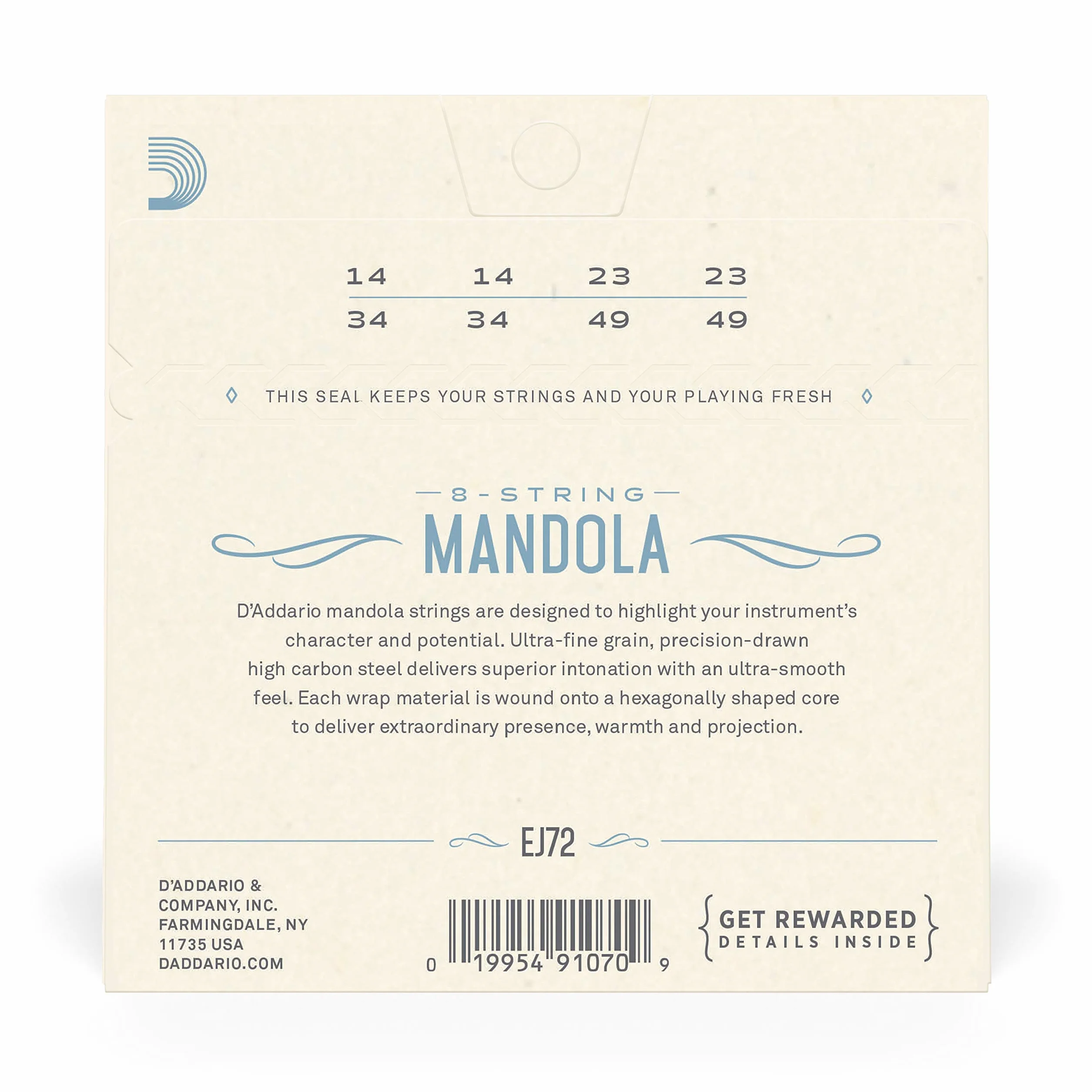 D'Addario EJ72 lekkie 14-49 struny mandoli - brąz fosforowy