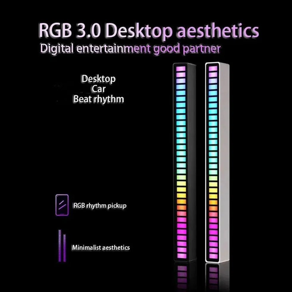 Inteligentne światła RGB, LED, 3D, dwustronna lampa otoczenia, aplikacja, rytm dźwięku, do gier, dekoracja do telewizora, muzyki, odbiór dźwięku, światła dźwiękowe, aktywowana muzyka, impreza, dźwięk,