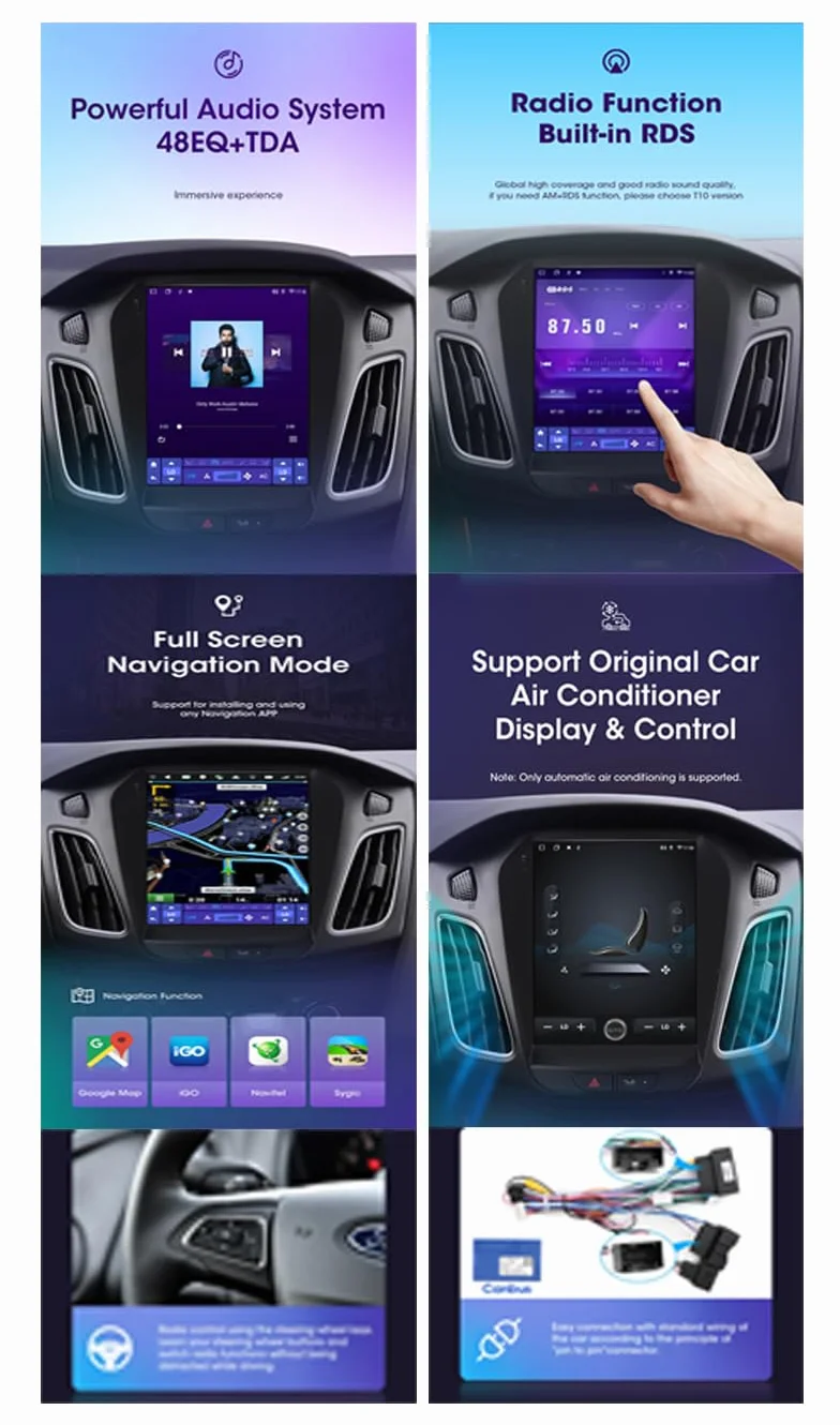 Podwójny Din Android 9.7'' Ekran dotykowy Multimedia dla Peugeot 508 2011-2018 radia samochodowego z Bluetooth i nawigacją oraz kamerą cofania Sterowanie z kierownicy,S3 4 Core Wifi 1+16G
