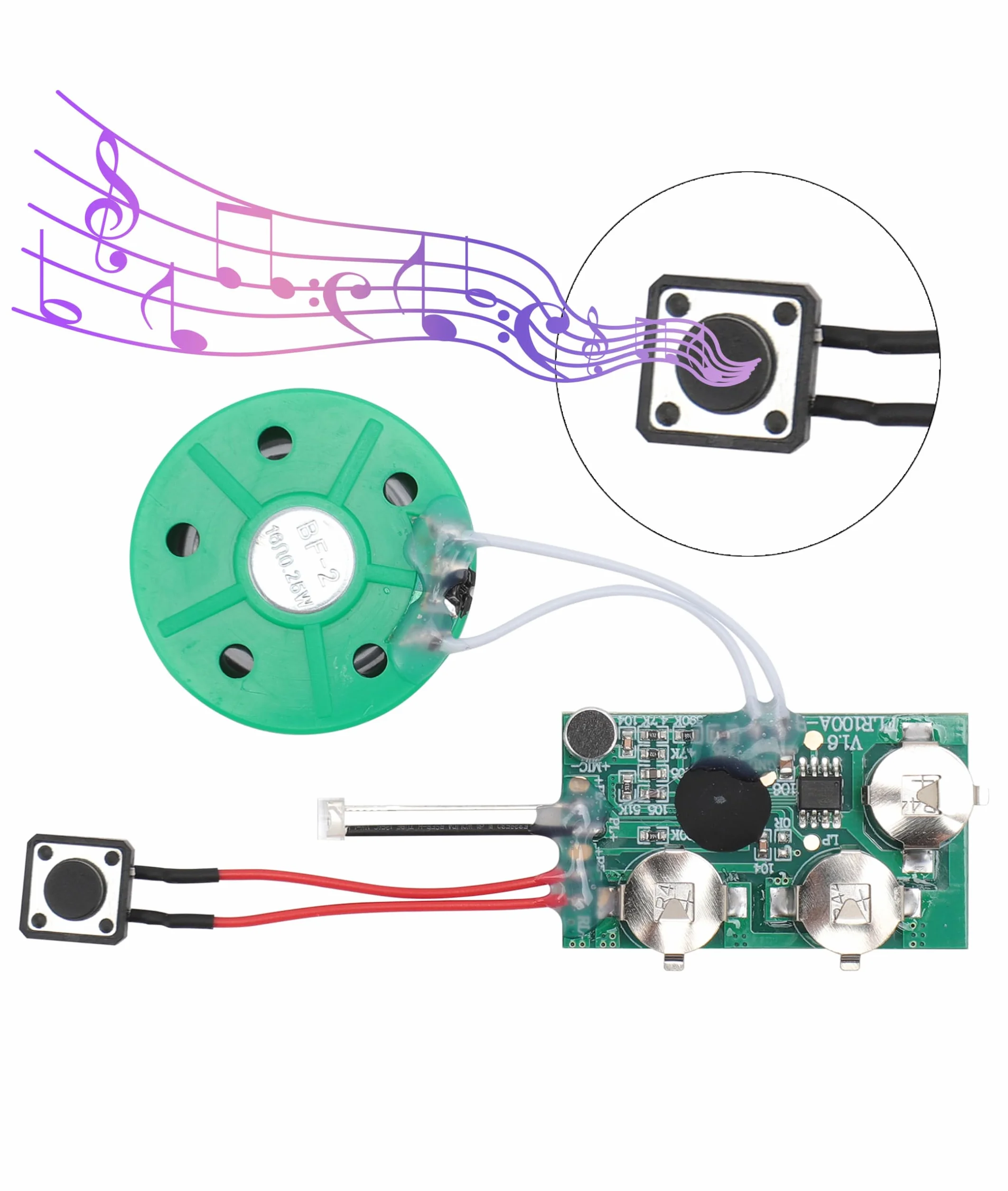 Moduł głosowy do nagrywania, 4 minuty DIY nagrywalny moduł karty z życzeniami muzyka dźwięk rozmowa chip muzyczny audio radio rejestrator do karty z życzeniami. (Single Play)
