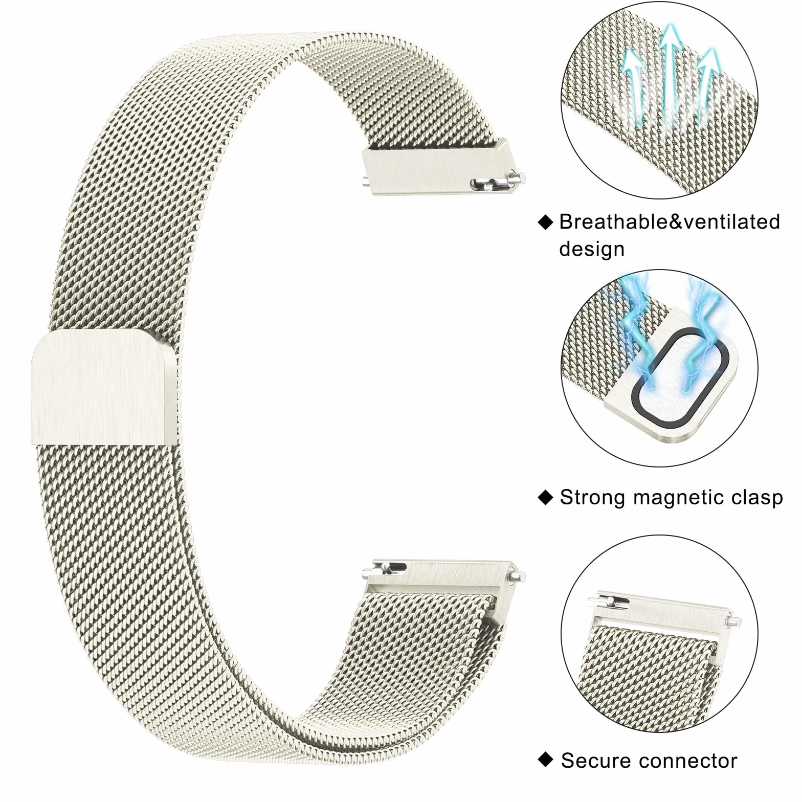 Amzpas Bransoletka do zegarka Garmin Vivoactive 4S/Venu 3S/Venu 2S / Vivomove 3S, dla kobiet i mężczyzn, 18 mm, stal nierdzewna, metalowa bransoletka zamienna do Garmin Forerunner 255S/265S