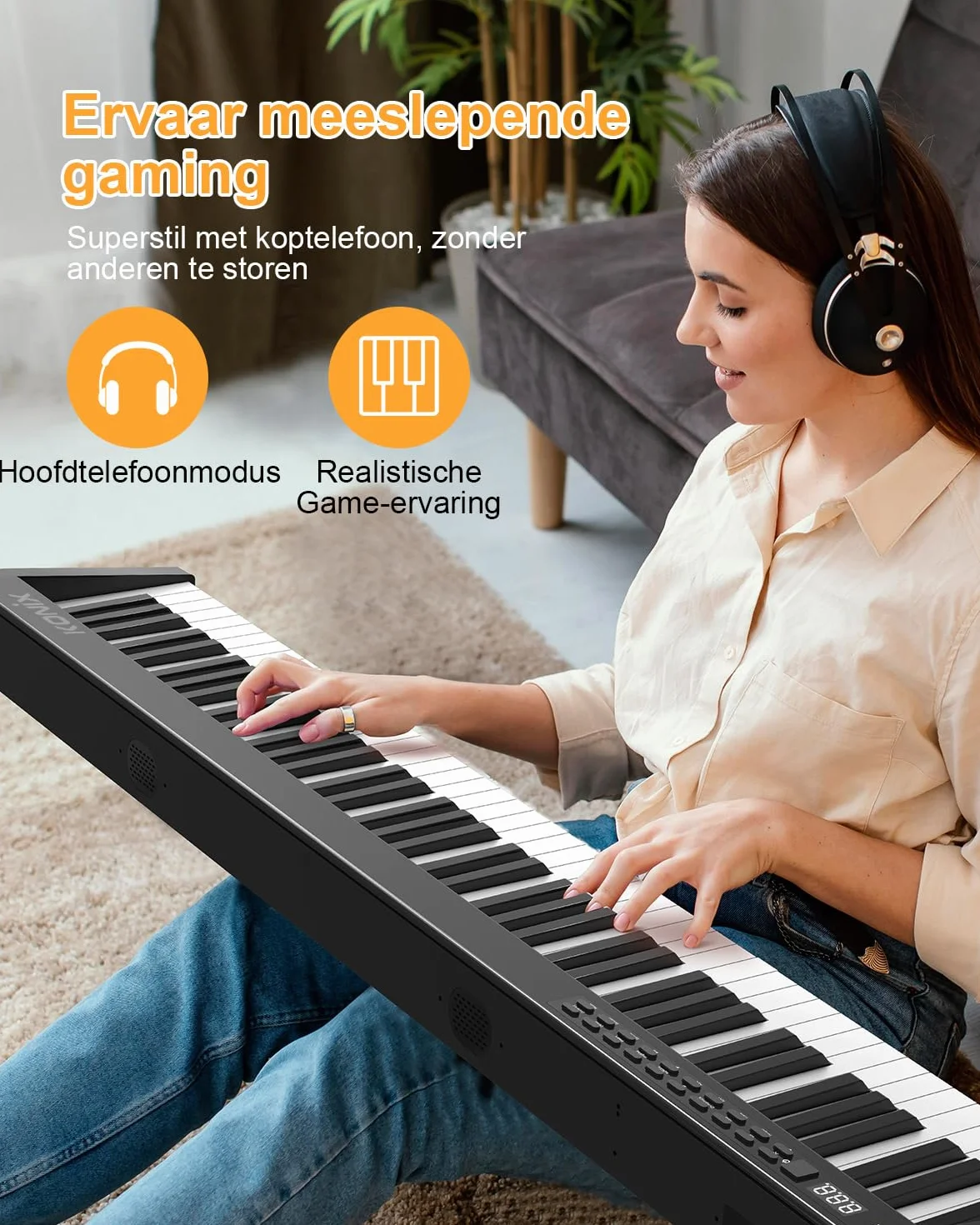 Pianino E, 88 klawiszy, cyfrowy fortepian z półważoną klawiaturą pełnowymiarową z funkcją MIDI i Bluetooth, w zestawie stojak na fortepian i Sustain – idealny dla dzieci do ćwiczeń w domu