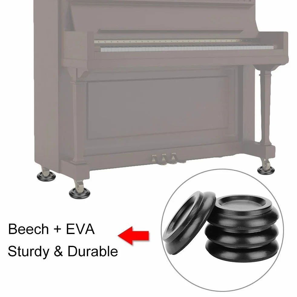 Vbestlife Podkładki pod stopy fortepianowe, podkładki na stopy fortepianowe kubki na caster drewno bukowe okrągłe do pionowego fortepianu (4 szt.)