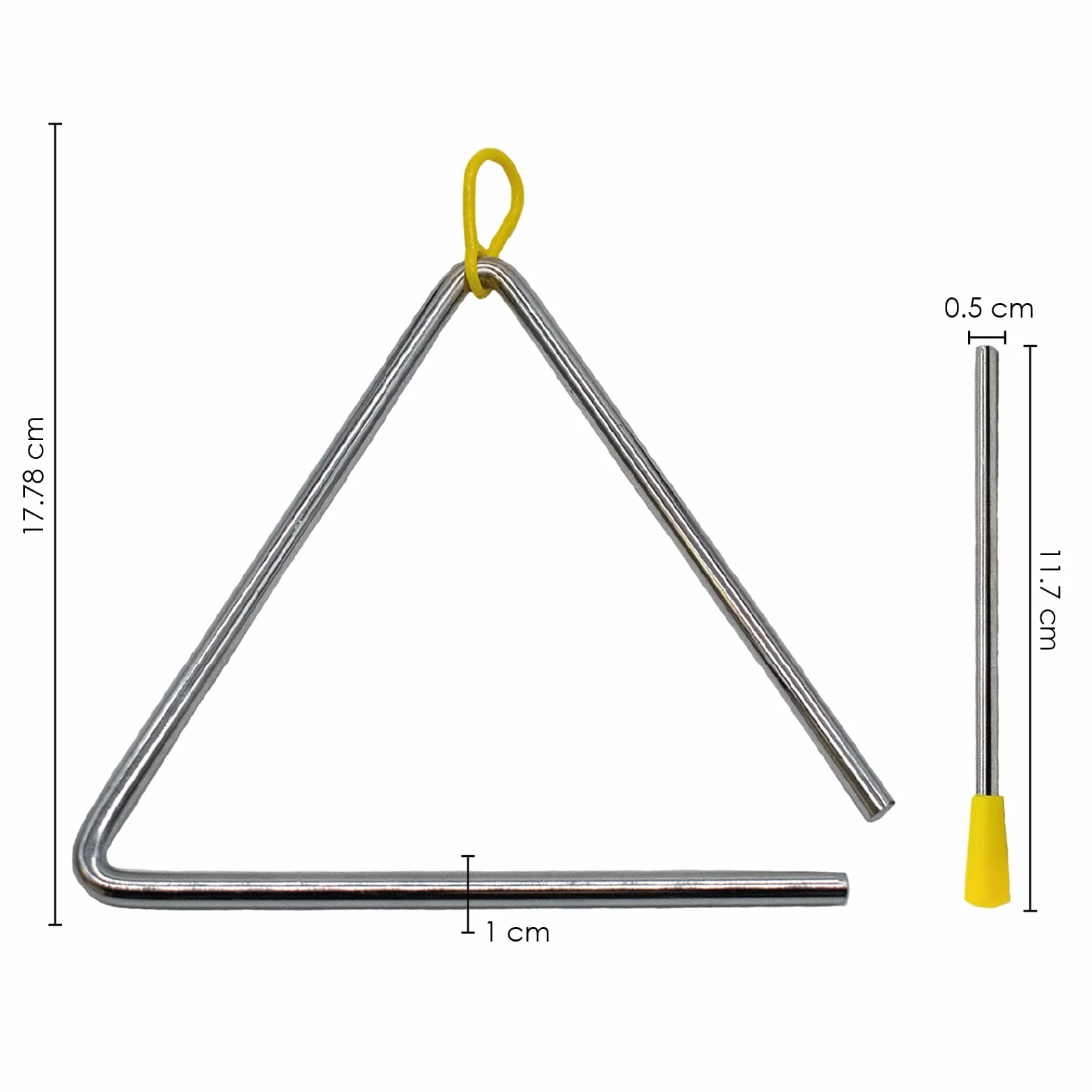 TRIXES Trójkąt Instrument muzyczny 7" – graj obok instrumentów perkusyjnych, takich jak bęben, zegary, ksylofon, marakasy, glockenspiel – odpowiedni dla dorosłych, dzieci i małych dzieci – zestaw