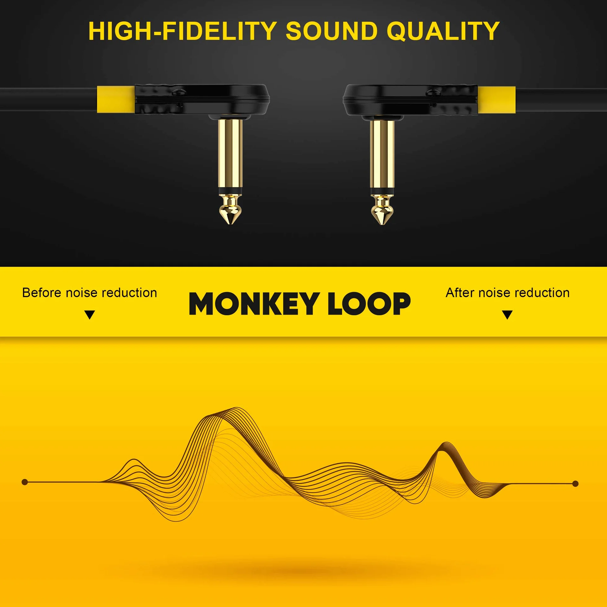 Monkey Loop Pro Link Pedal Guitar Patch Cable 20 cm Jack Acodado a Jack Acodado