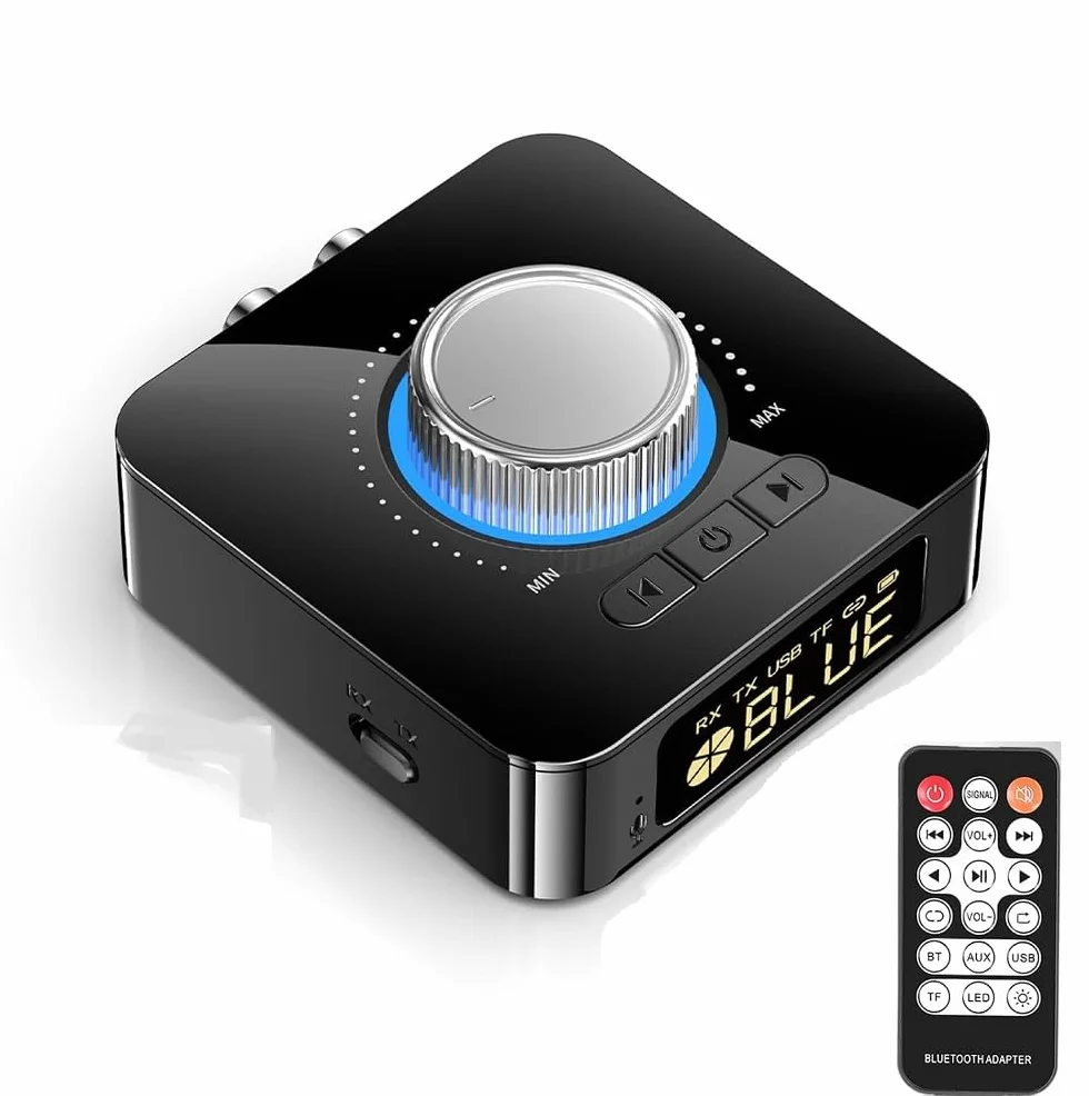 DollaTek Bezprzewodowy adapter audio 2 w 1, kompatybilny z Bluetooth, lekki odbiornik nadajnik do telewizora, PC, stereo, po??cz g?o?nik, s?uchawki