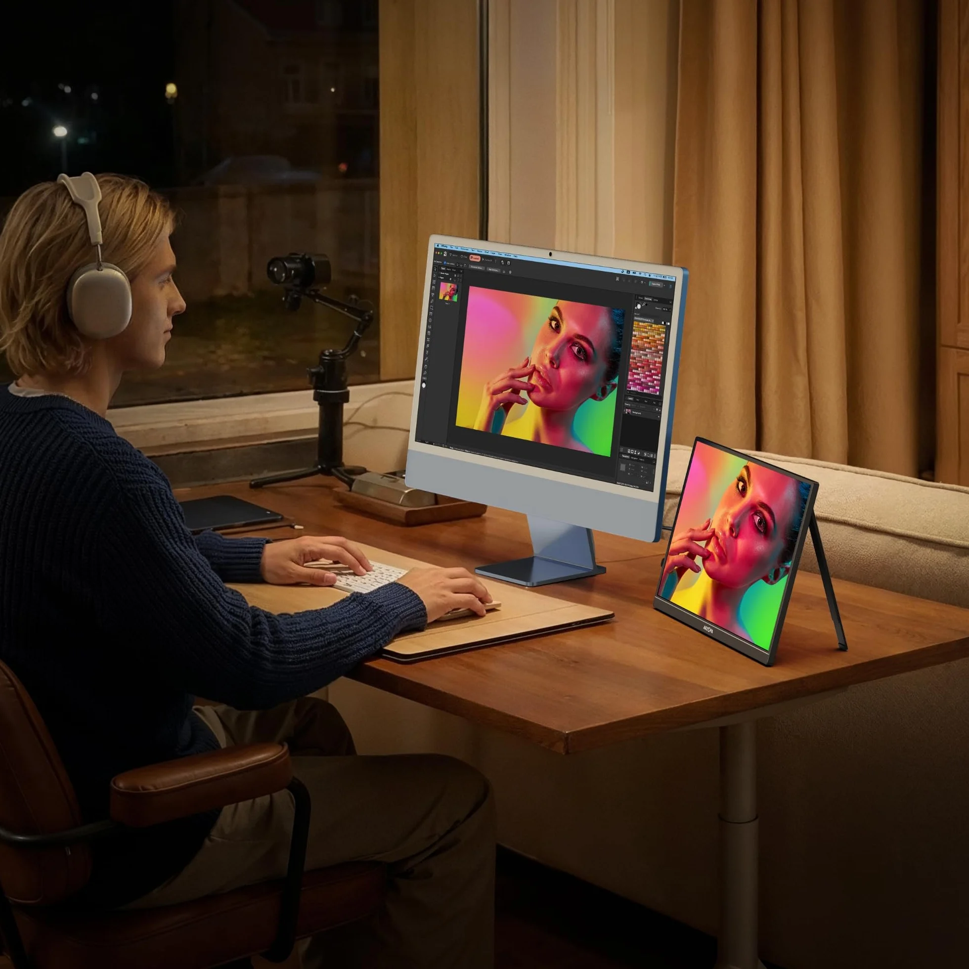 ARZOPA 16" Przenośny Monitor 2.5K | Matryca IPS 123% sRGB 400 Nit | Ekran do Pracy 16:10 do Laptopa, Mac, PC, Telefon | USB-C i HDMI - Z1RC