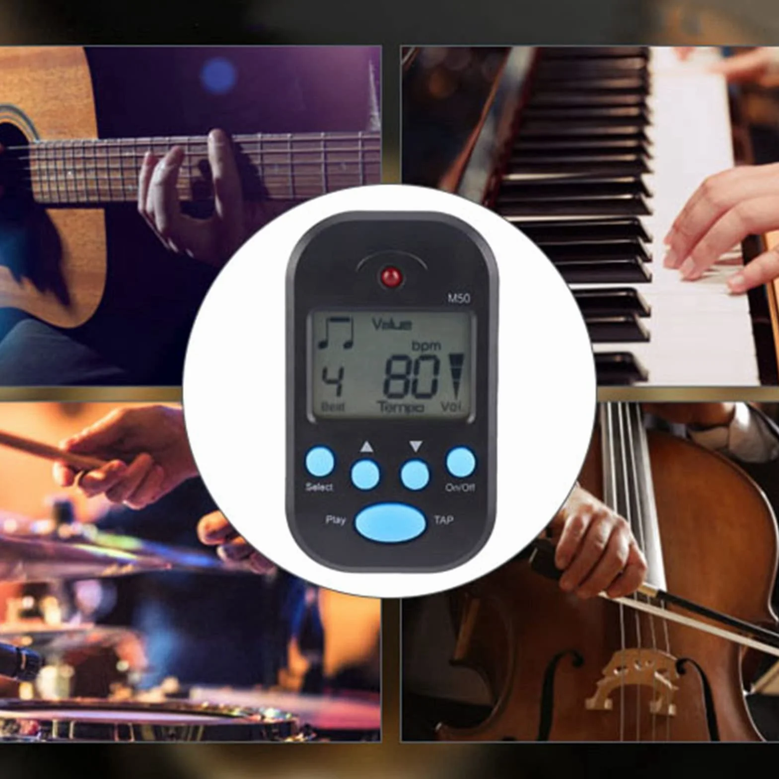 Alomejor Metronome mini przenośny wielofunkcyjny klips beat Tempo na gitarę fortepianową skrzypce bębna flet