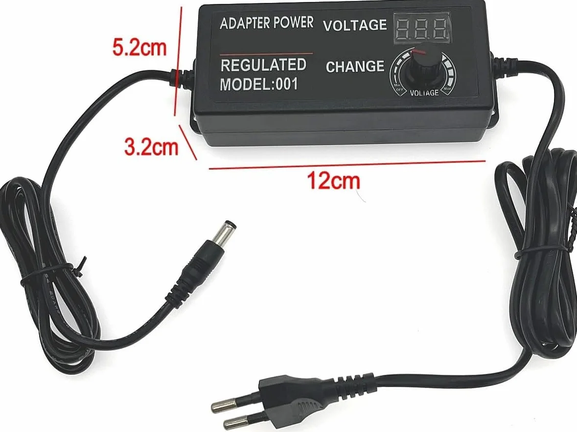 JZK Regulowany zasilacz USB napięcie DC 3-12V 5A z cyfrowym wyświetlaczem, 60W Max 100-240V AC do DC 3V 4V 4.5V 5V 6V 7V 8V 9V 10V 12V Uniwersalny zasilacz transformator konwerter