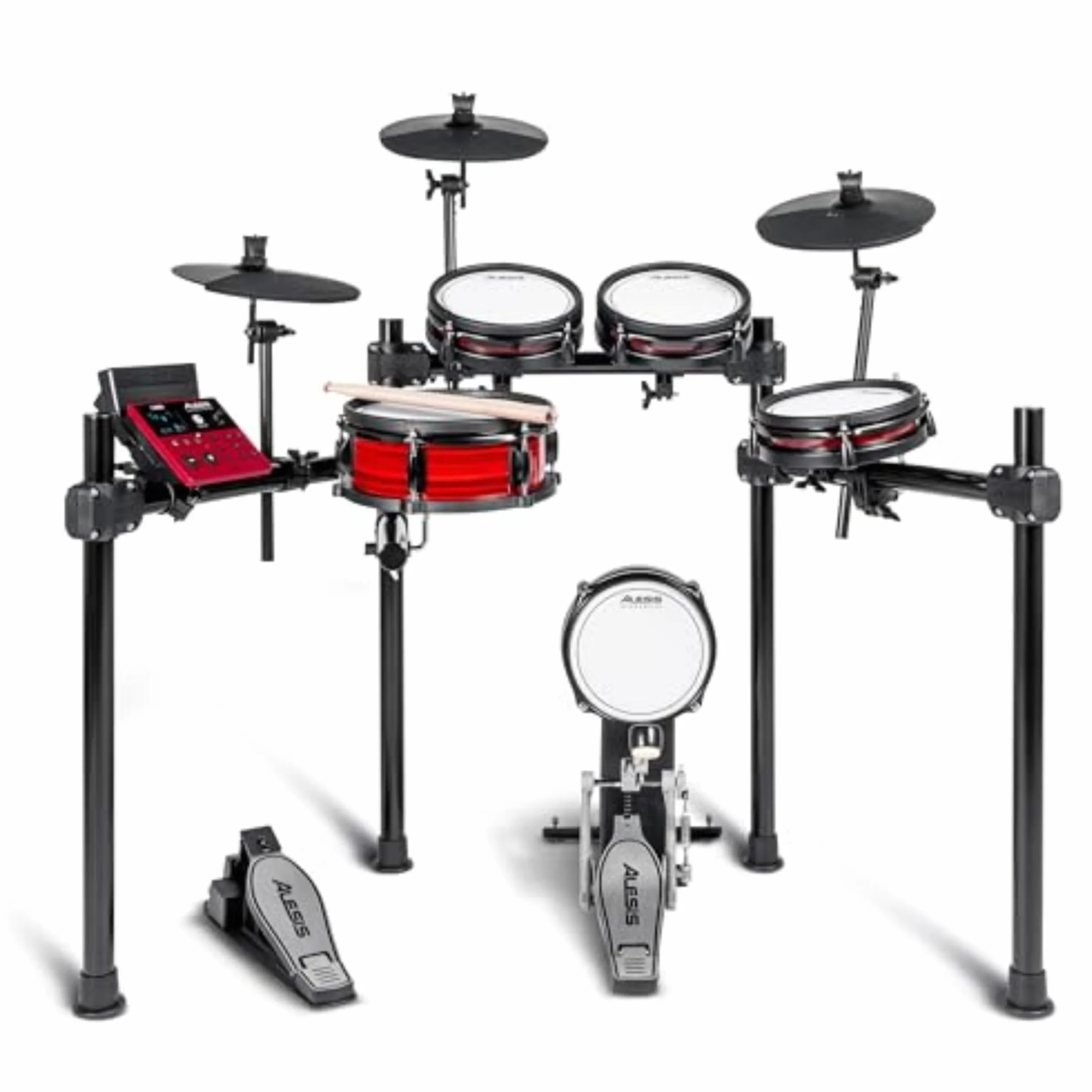 Alesis Nitro Pro Elektryczna perkusja z 2-strefowymi padami siatkowymi, 500+ brzmień BFD, Bluetooth, Drumeo, USB MIDI, zgodna z 2 bębnami basowymi