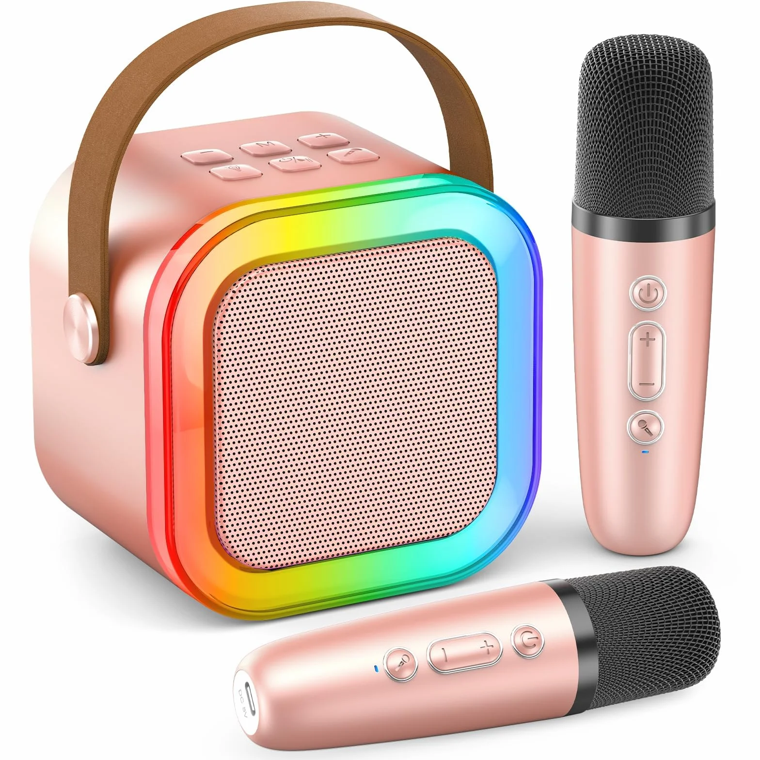 Ankuka urządzenie do karaoke dla dzieci i dorosłych, przenośny mini mikrofon karaoke Bluetooth z 2 bezprzewodowymi mikrofonami i światłem, zabawki dla wszystkich smartfonów, prezent urodzinowy, dla