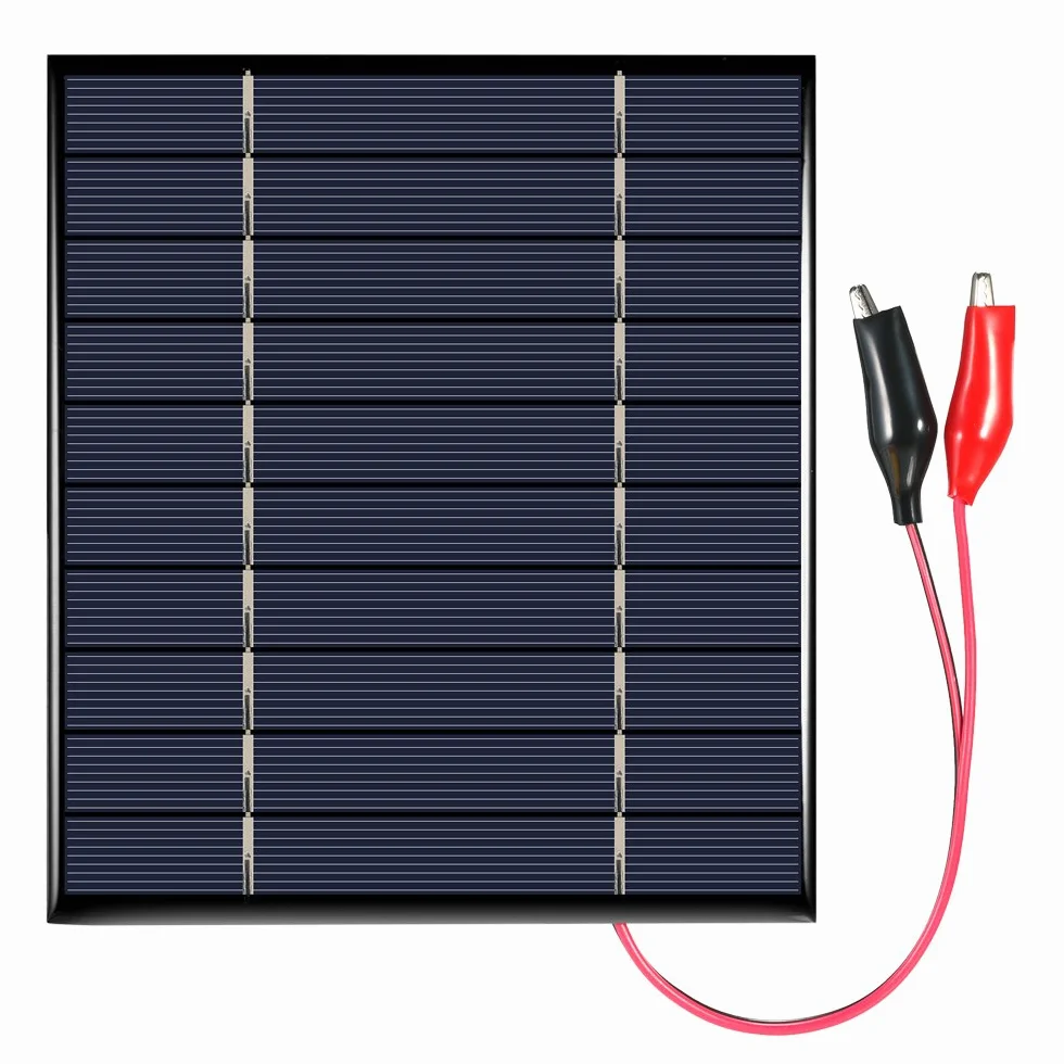 Decdeal Panel słoneczny, moduł solarny, ogniwo fotowoltaiczne z zaciskami krokodylkowymi 2,5 W, 5 V