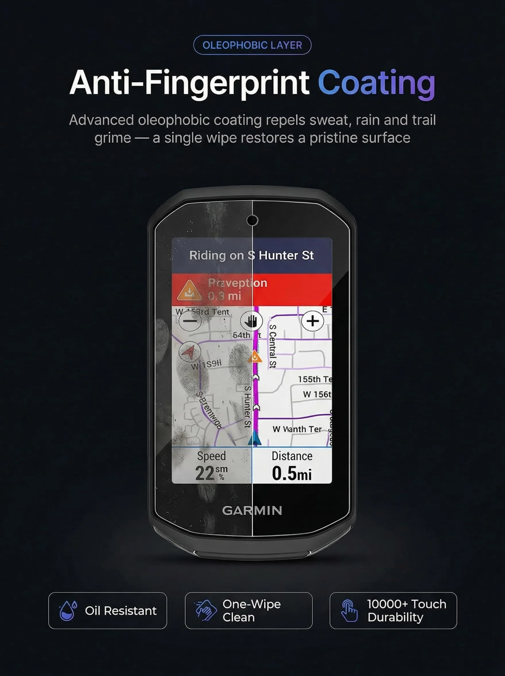 iDaPro Szklana osłona ekranu do Garmin Edge 1050 [3 szt.], pełne pokrycie, szkło hartowane, twardość 9H, odporne na zarysowania, bez pęcherzyków powietrza, łatwa instalacja