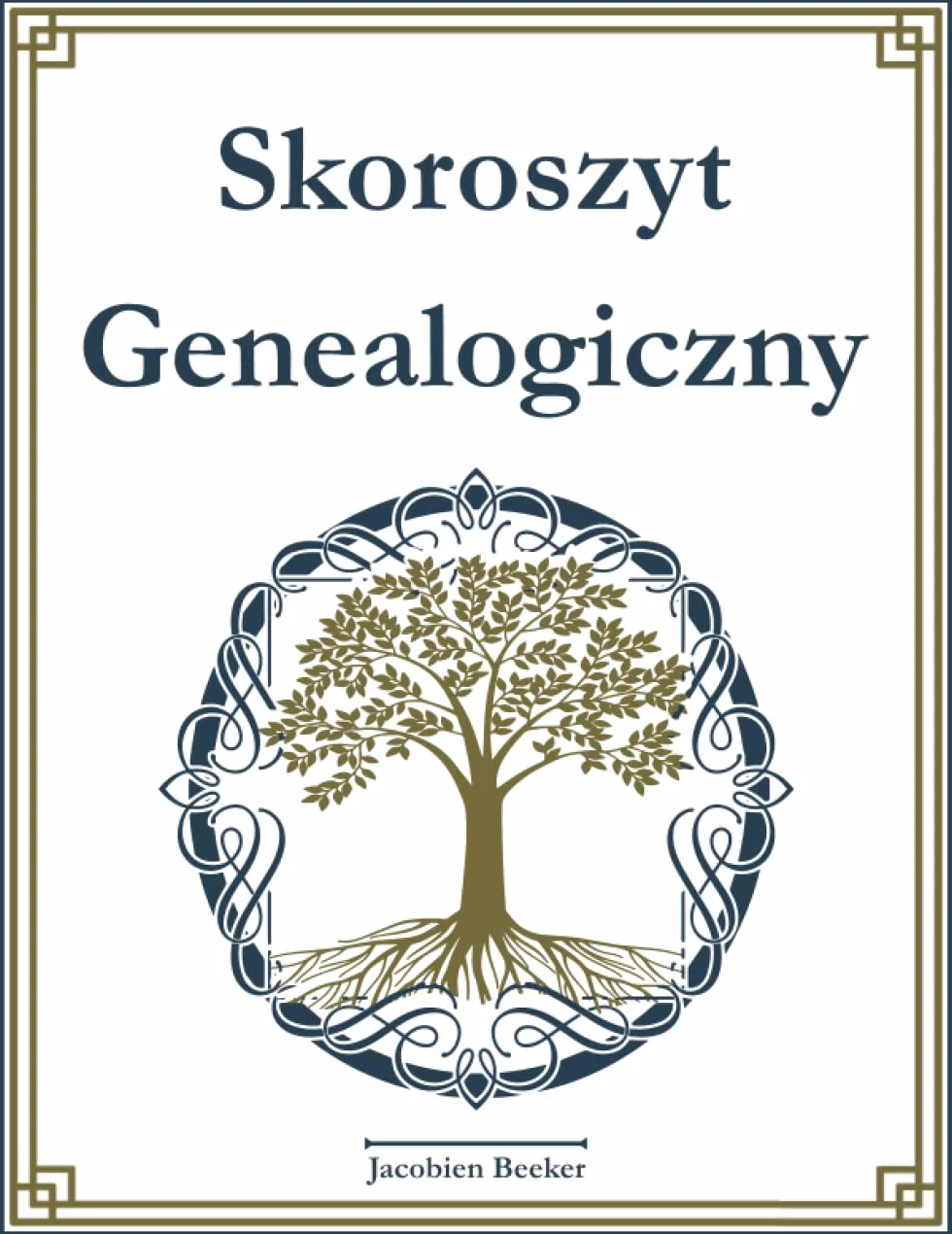 Skoroszyt genealogiczny: 127 arkuszy danych dotyczących przodków, indeks nazwisk, tablica genealogiczna dla 7 pokoleń, dziennik badań, lista zadań do wykonania i dużo miejsca na notatki.