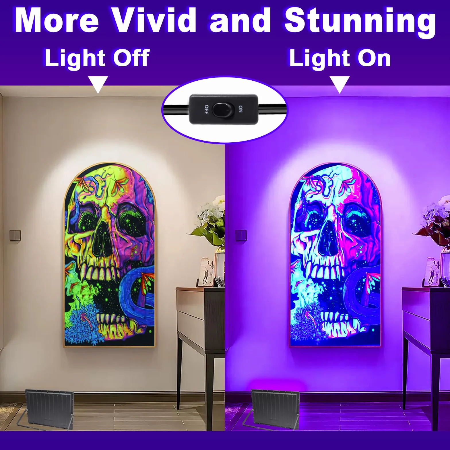 Reflektor z czarnym światłem, 100 W, czarne światło, LED z wtyczką, 395-405 nm, IP65, wodoszczelny reflektor UV