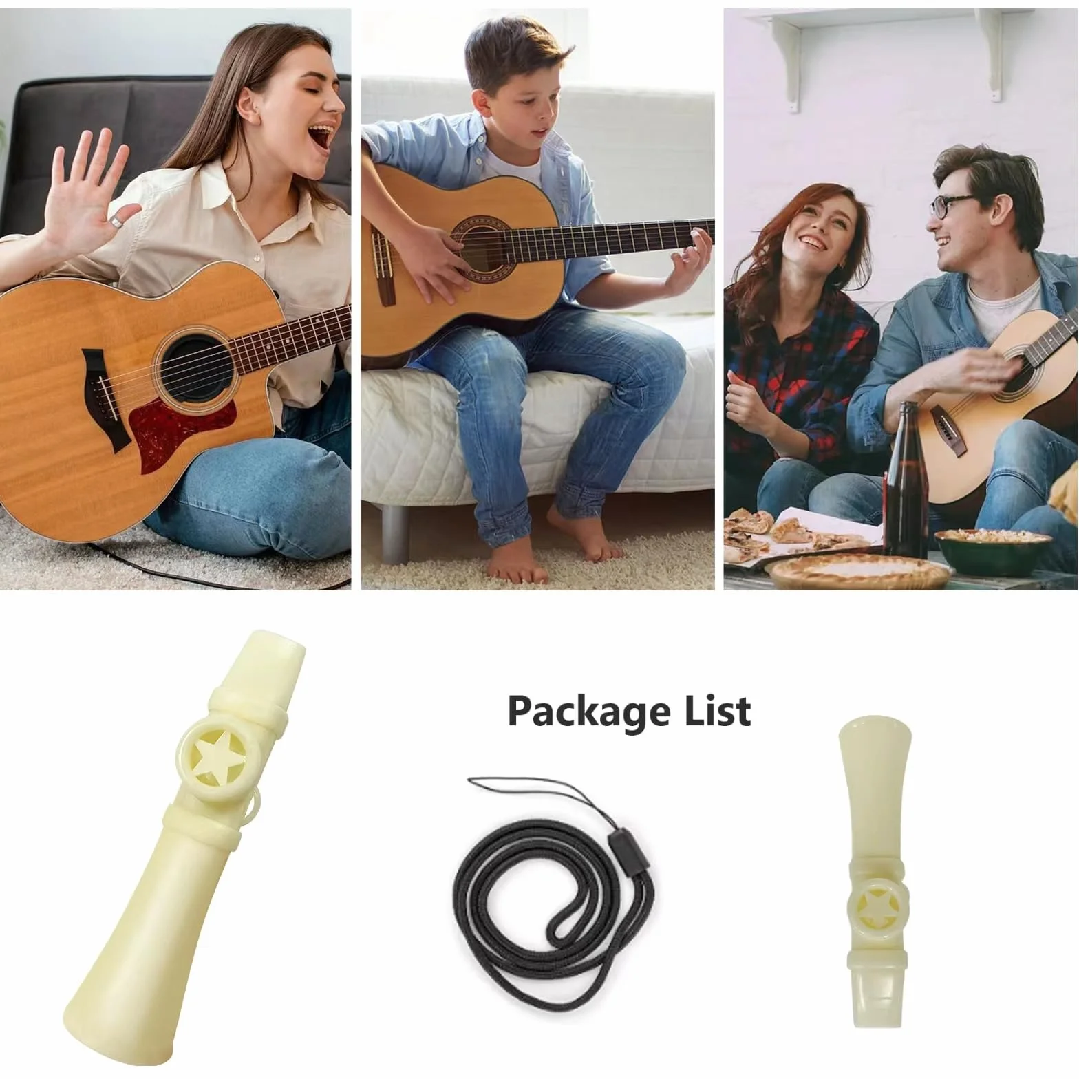 Kazoos Kazoo dla dorosłych, nadające się do prania, kasoo wielokrotnego użytku, na gitarę, ukulele, skrzypce, fortepian, klawiaturę, łatwe do nauczenia instrumenty muzyczne dla miłośników muzyki