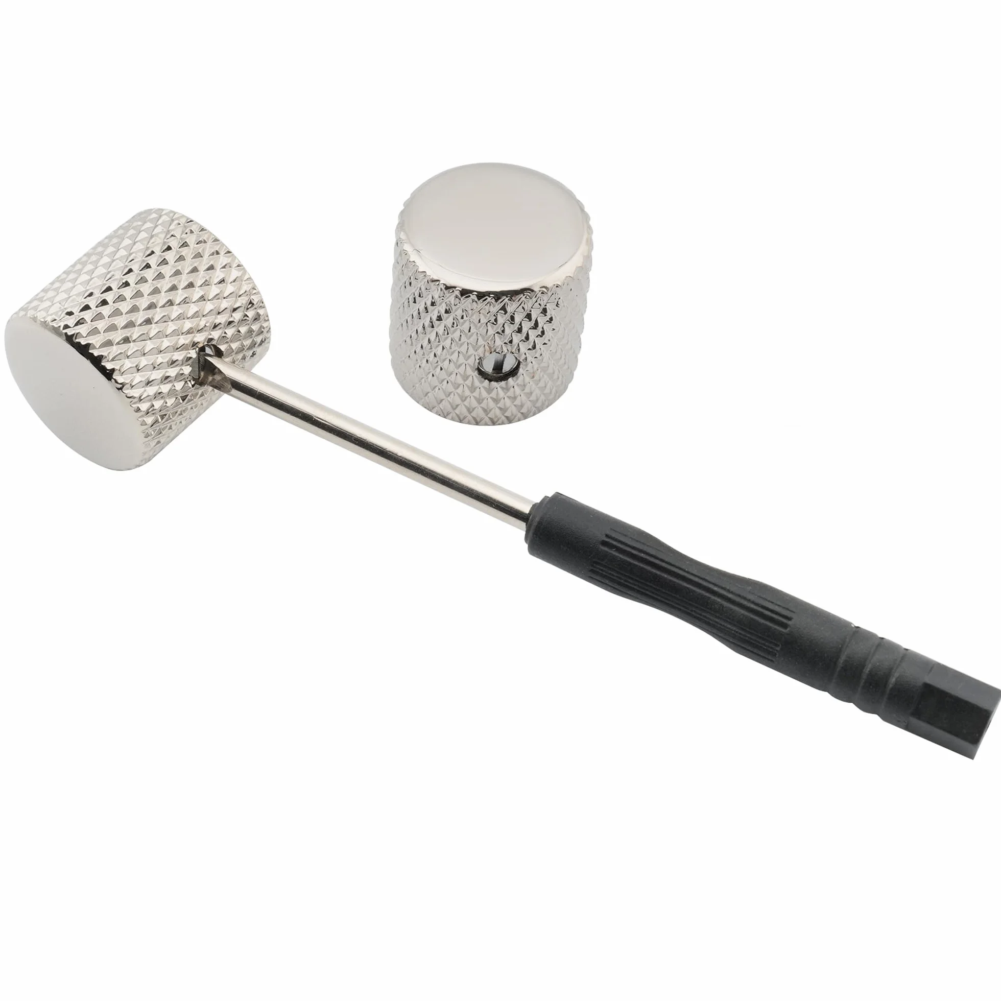 Musiclily Pro 1/4" Wciskane Stalowy Gałka Dome Flat Top na śrubkę Złącze Uniwersalny do Gitar Elektrycznych i Basowych, Nikiel(2 szt.)