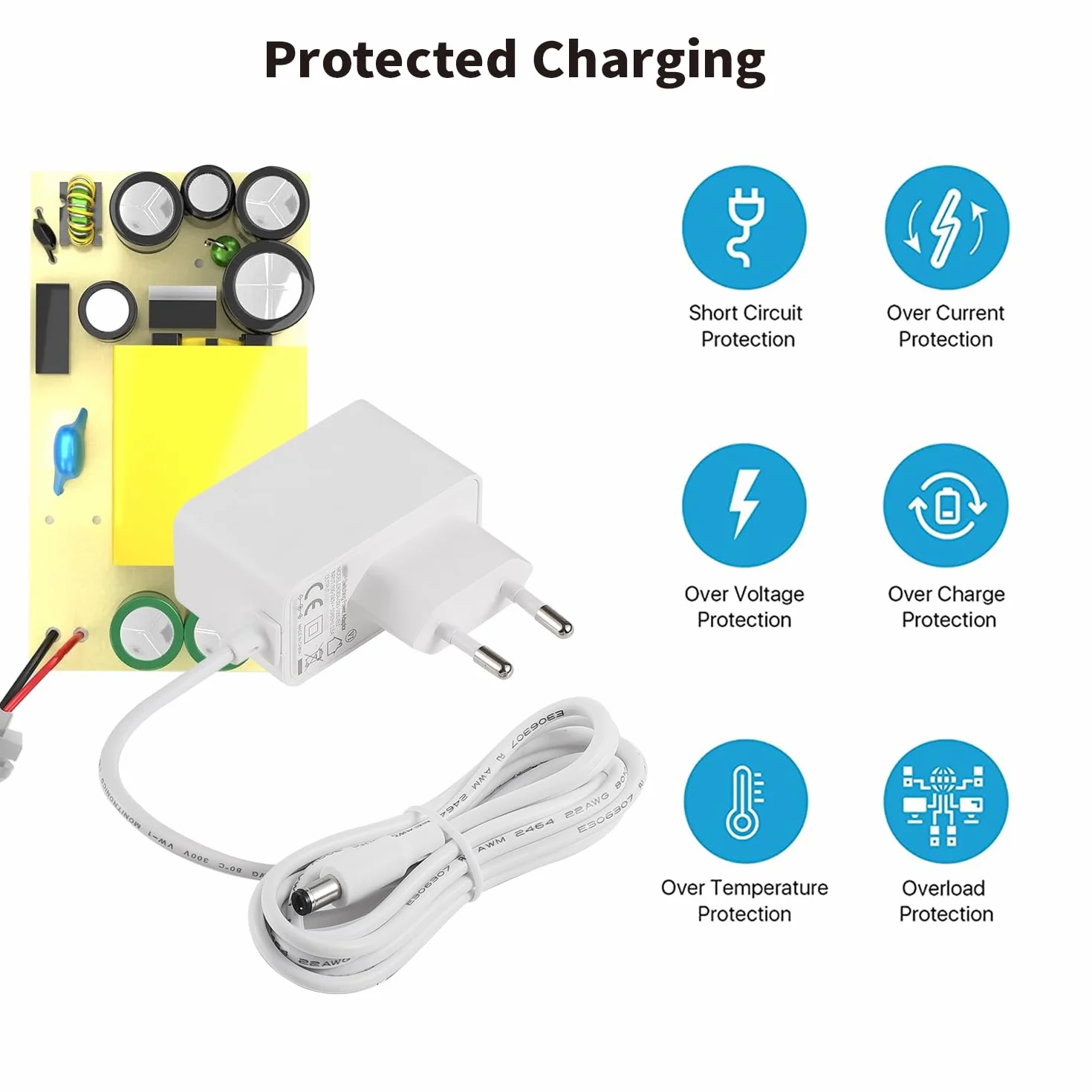9 V 1 A kabel sieciowy, kompatybilny z tp-link tapo C200 C210 C100 WLAN IP, tapo C310 Outdoor WLAN, C320WS, TC60, TC70, ładowarka, biały