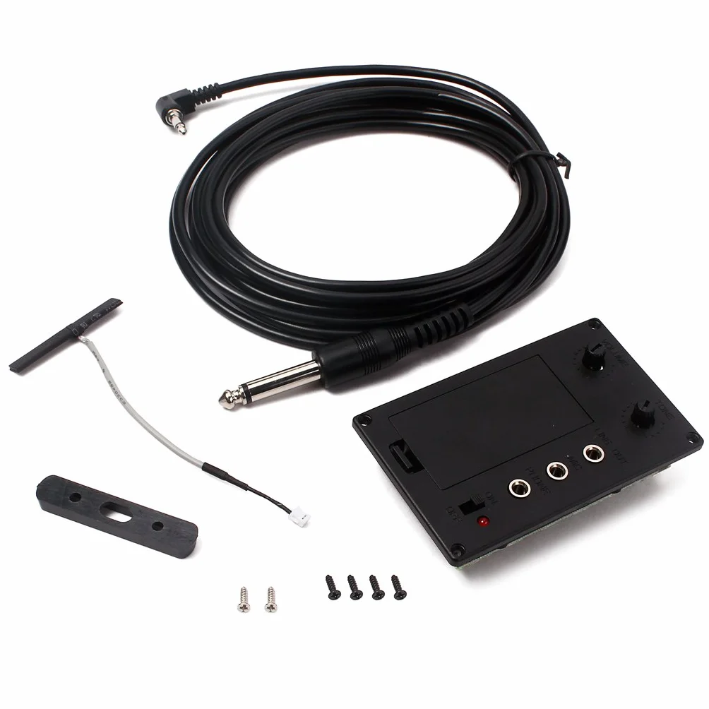 Alnicov Electric Violin Silent EQ odbiornik dźwięku Piezo ze słuchawkami i zestawem kabli wtykowych