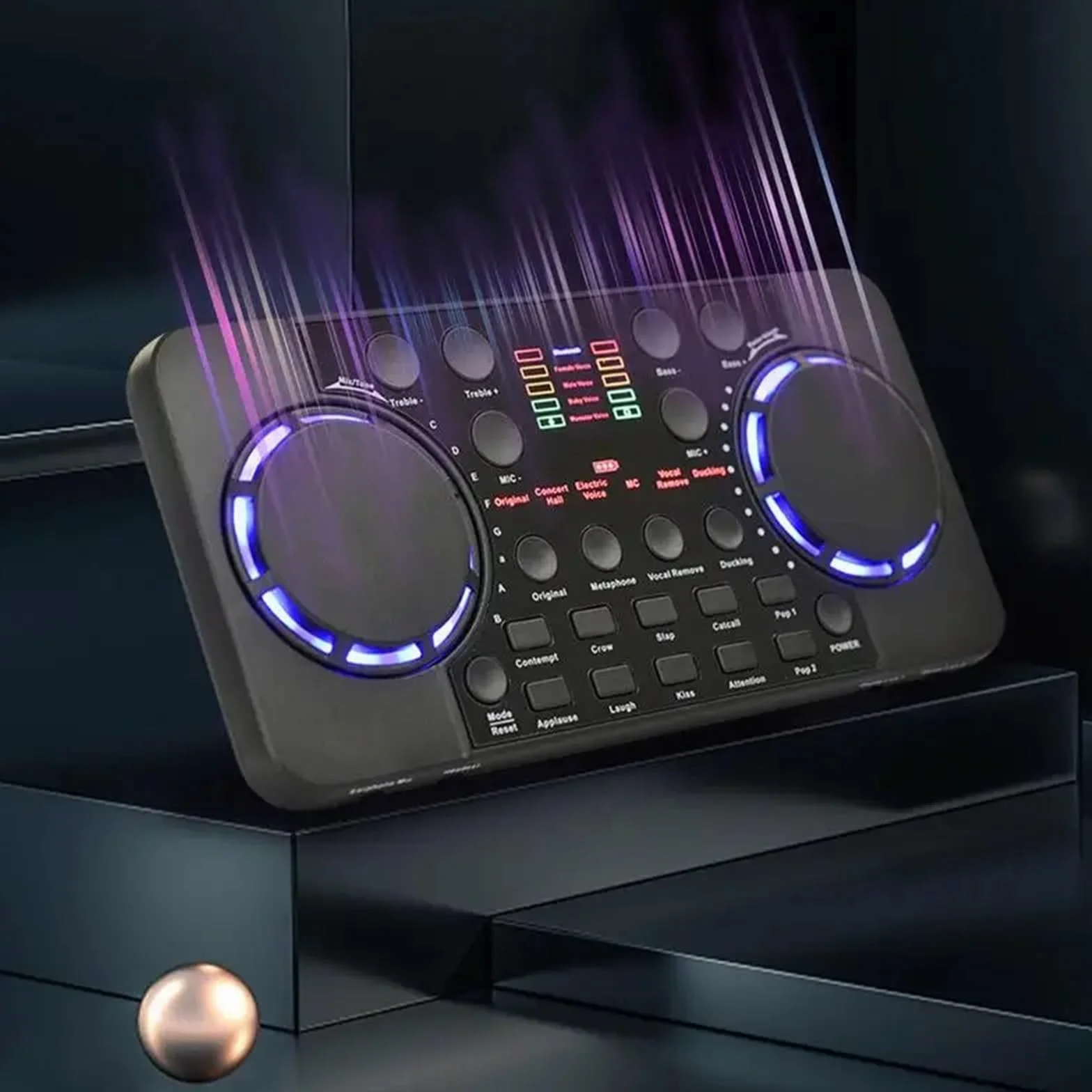 Mini Audio Kontroler DJ-ski Mikser Audio Karta Dźwiękowa Przenośna Płyta DJ 16 Efekty Cyfrowe Nagrywanie USB