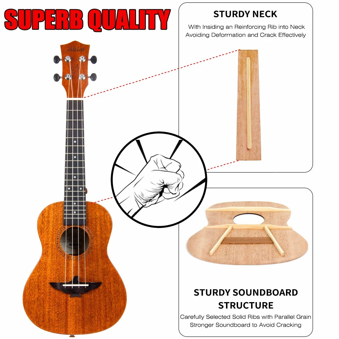 Aklot ukulele sopranowe 53 cm solidny mahoń Ukelele dla profesjonalnych początkujących zestaw z torbą na Gig Strap String Instrukcja broszura
