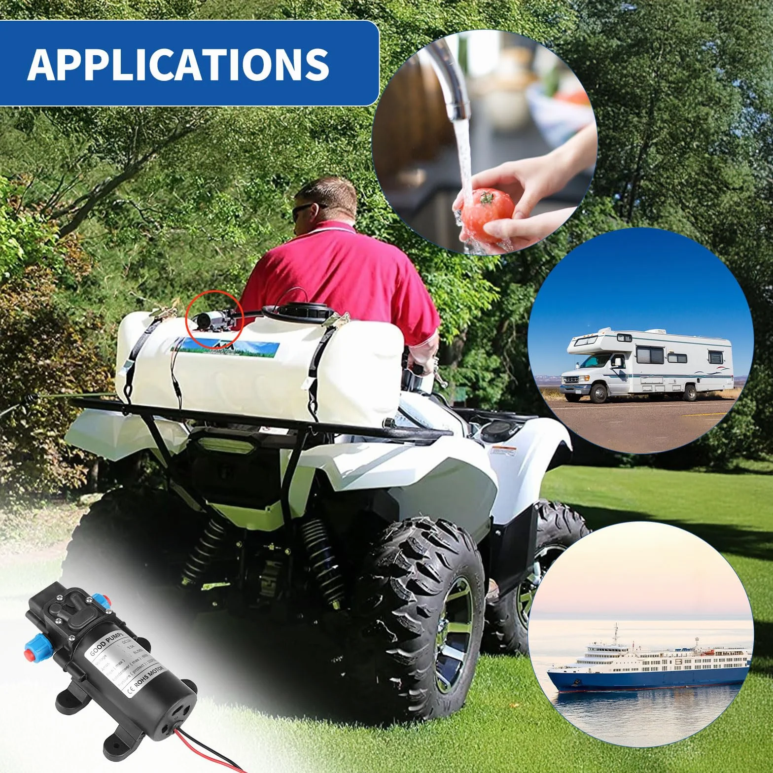 SWAWIS Samozasysająca Pompa Wodna 12 V 6 l/min 100 PSI 6,9 Bar, Membranowa, Ciśnieniowa, Minipompka Wysokociśnieniowa Do Przyczep Kempingowych, Łodzi, Ogrodu