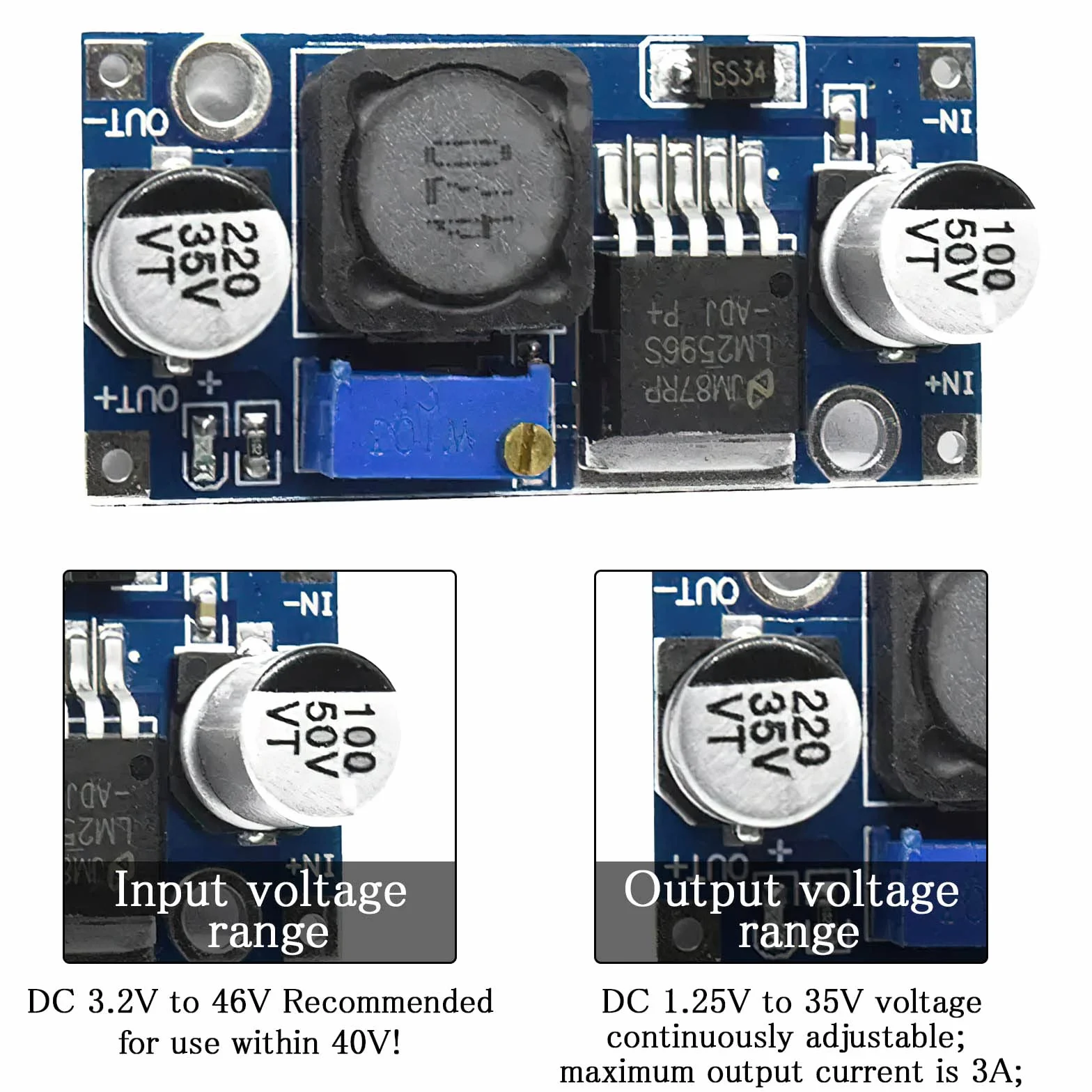 HENGBIRD 10 sztuk konwertera Buck DC-DC Step Down Moduł regulatora napięcia 3,2-40 V do 1,25-35 V, moduł zasilacza Step-Down