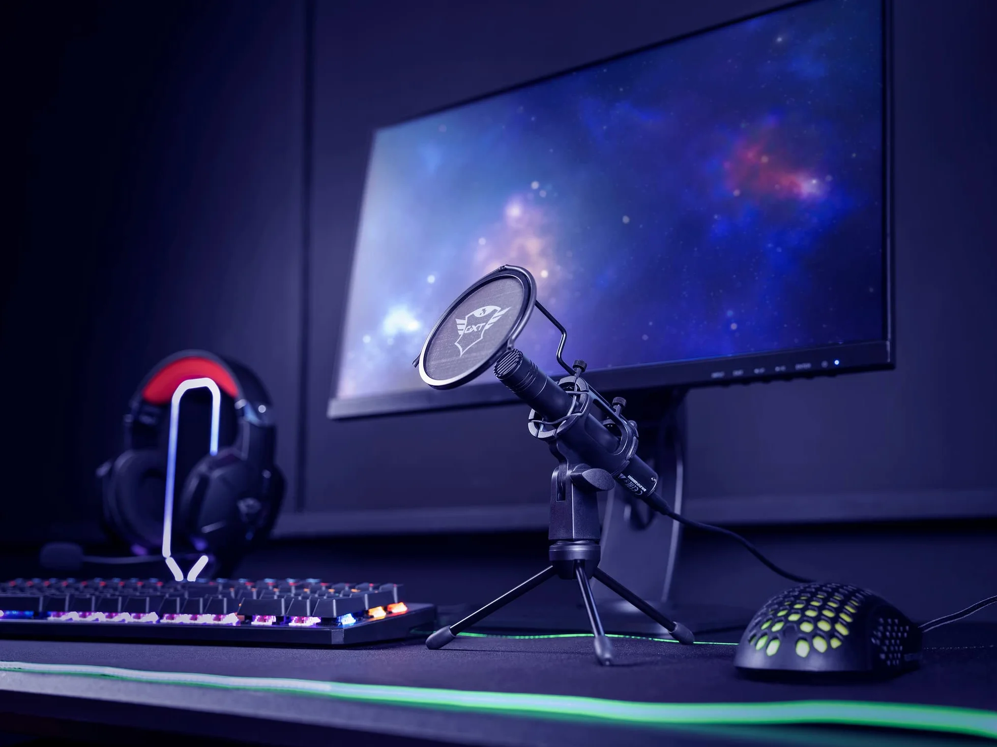 Trust Gaming GXT 241 Velica mikrofon pojemnościowy ze statywem i filtrem pop, czarny