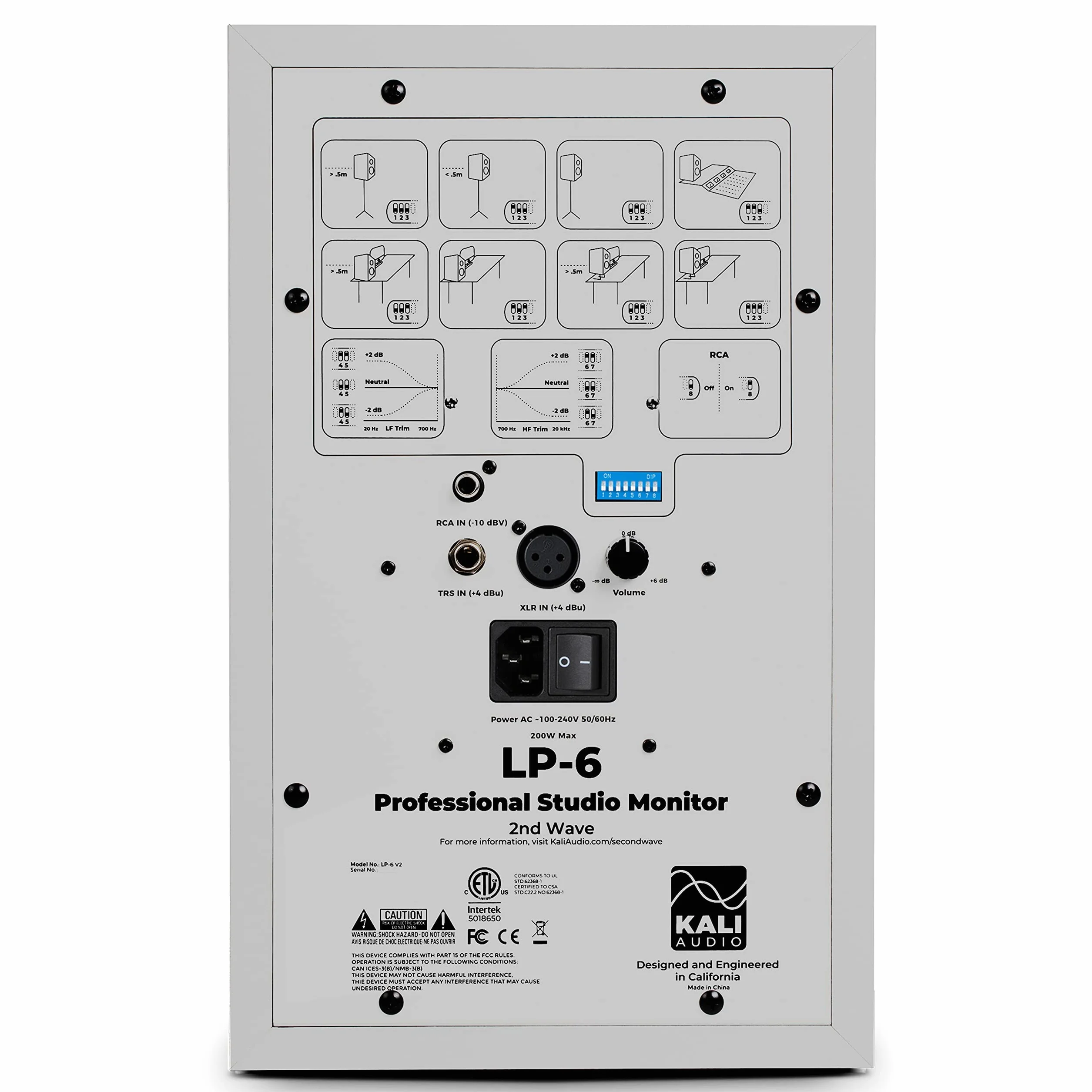 Kali Audio LP-6 2nd Wave, monitor studyjny (aktywny monitor bliskiego pola, głośnik z technologią falowodu, system basowy refleksyjny, praktycznie bez czystego hałasu), biały