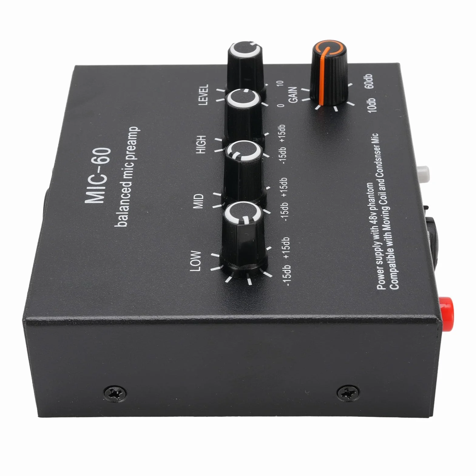 Przedwzmacniacz mikrofonowy 48 V XLR 3,5 mm 6,35 mm do mikrofonów dynamicznych i kondensatorowych z kablem XLR