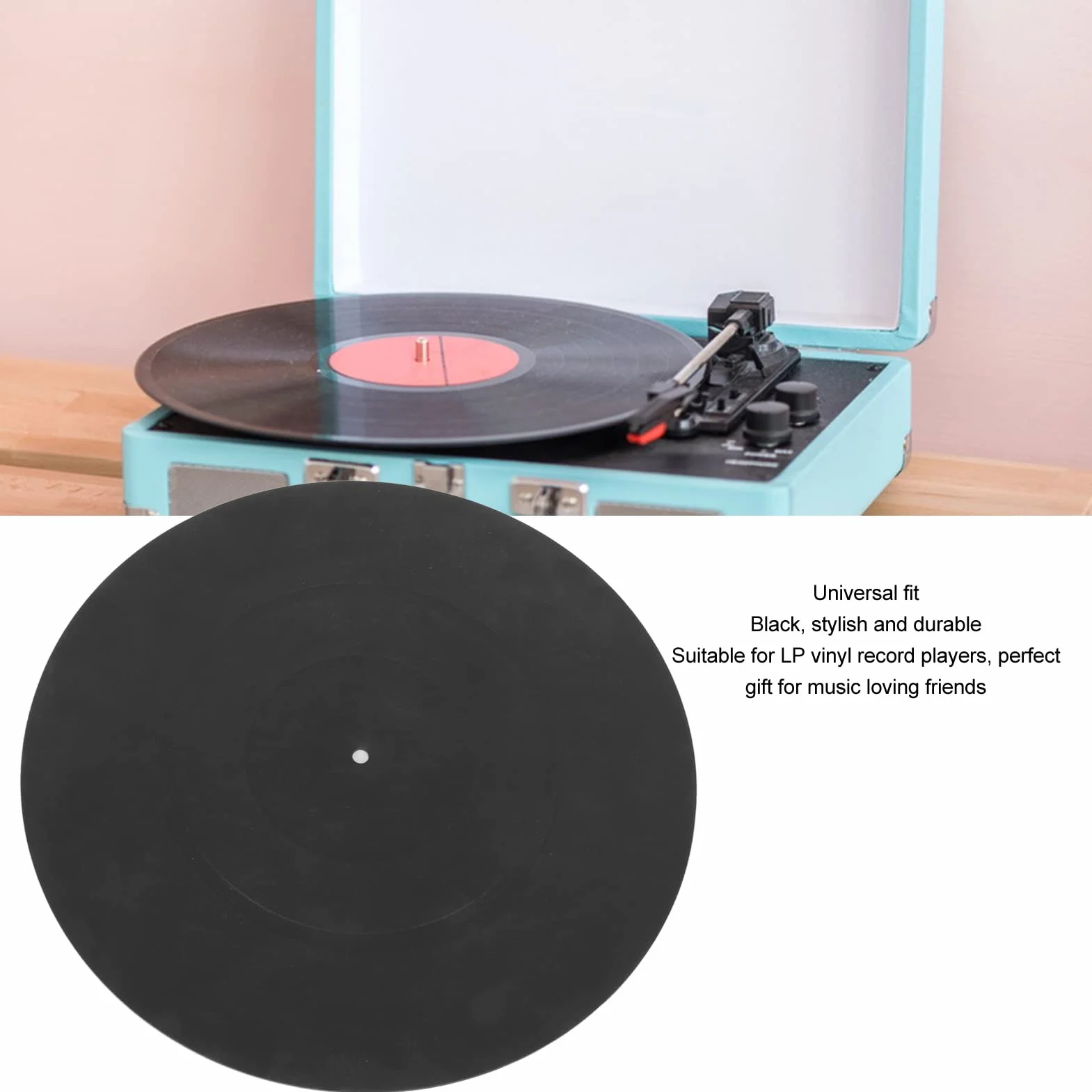 Gramofon Slipmat, 12-calowa Gumowa Mata Antystatyczna, Antywibracyjna, Miękka Gumowa Podkładka Gramofonowa, do Gramofonu Gramofonowego, Czarna
