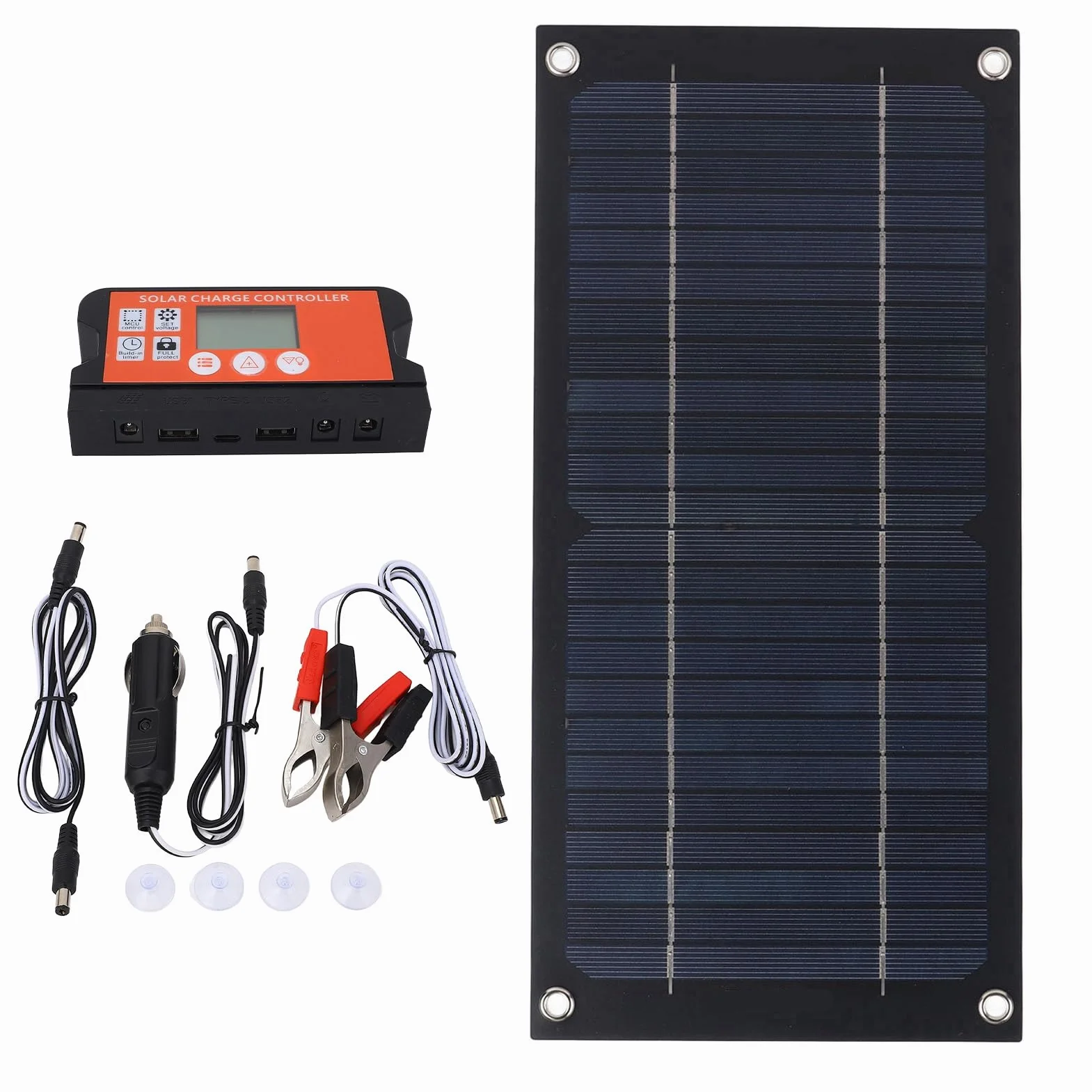Zestaw Paneli Słonecznych o Mocy 600 W, Przenośna ładowarka do Paneli Słonecznych z Krzemu Monokrystalicznego z Kontrolerem ładowania 100 A, do Pojazdów Kempingowych na świeżym
