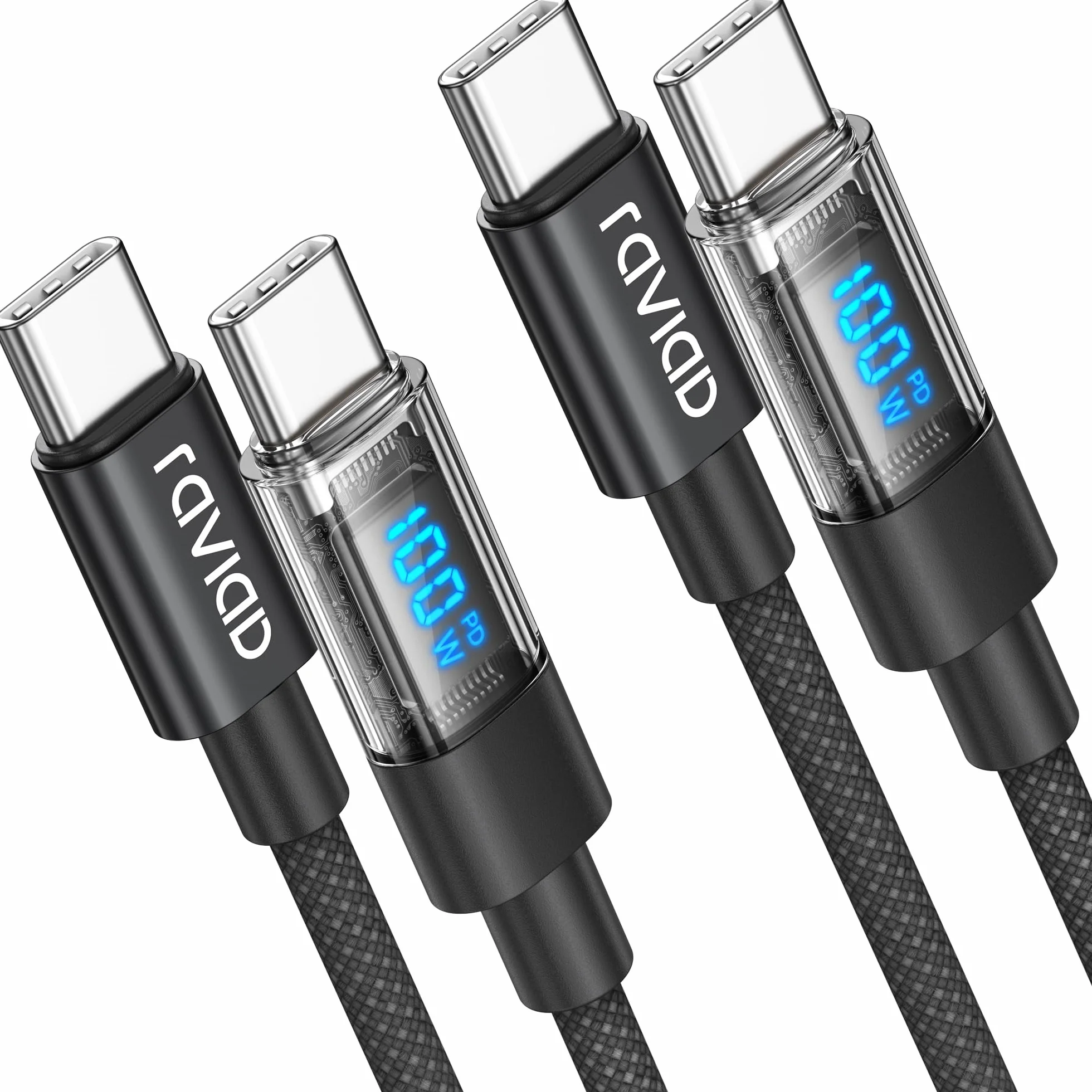 RAVIAD Kabel USB C USB C 100 W [2 sztuki 1 M] kabel USB typu C PD 5 A, szybkie ładowanie, kabel typu C z chipem E-Mark, do iPhone 16/15/15 Pro/15 Pro Max, Galaxy S24/S23/S22, MacBook Pro, Pad Pro