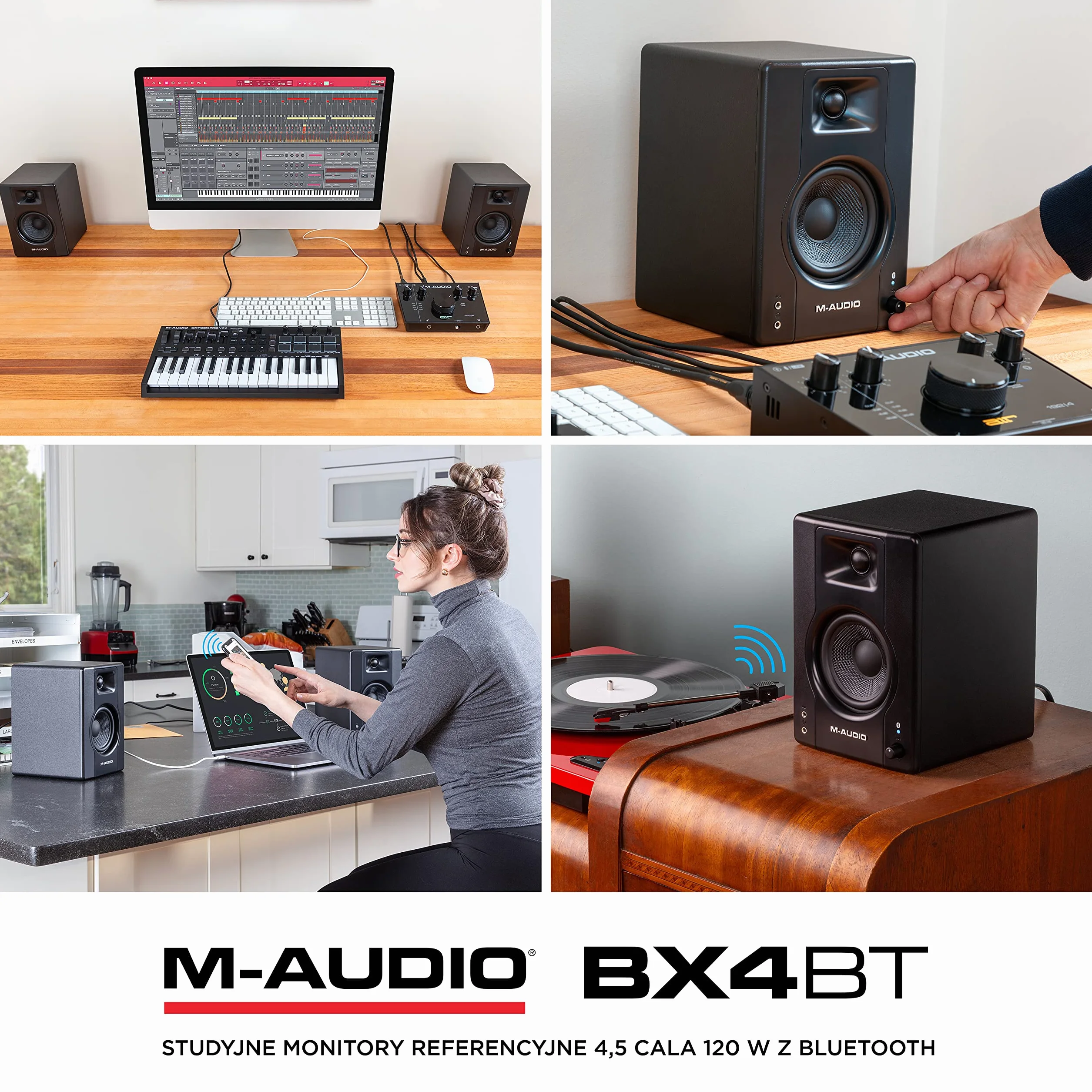 M-AUDIO BX4 BT Para 4.5" Komputerowe monitory studyjne 4.5″ do produkcji muzyki, grania, streamowania, podcastów i DJ-owania