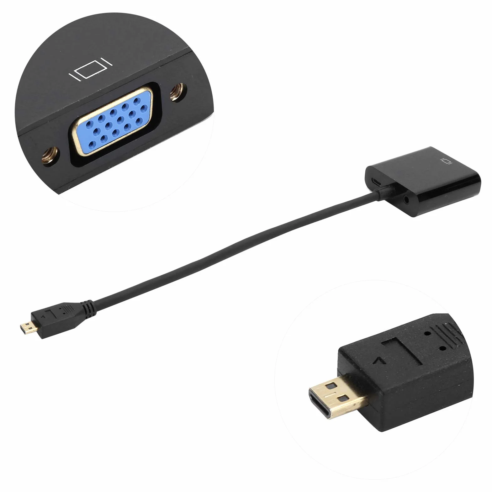 Tbest Adapter Mi na VGA, Raserry Pi Mini na VGA, adapter konwertera wideo Micro HDMI na VGA 1080P do Raserry Pi 4B z funkcją zasilaniaMicro HDMI na VGA