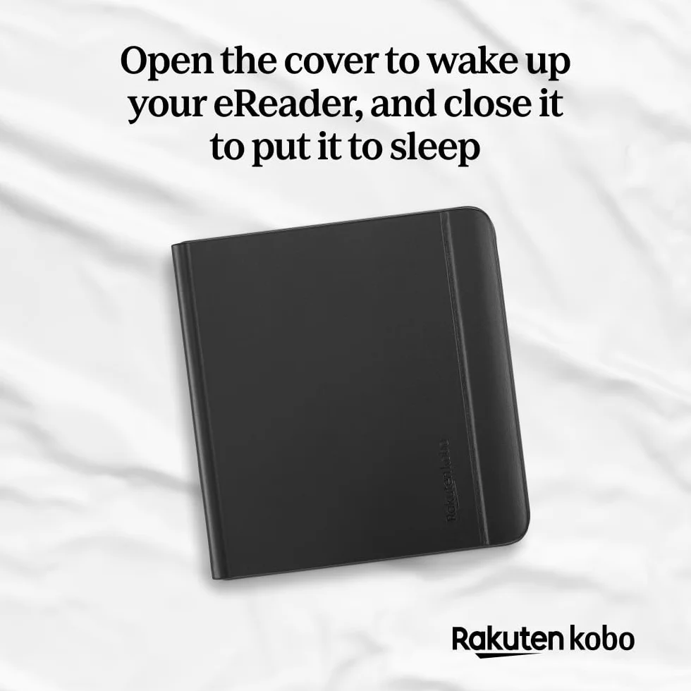 Kobo Libra Kolorowe etui do spania, czarny notatnik, technologia uśpienia/budzenia, wbudowany stojak 2-kierunkowy, wegańska skóra, kompatybilne z kolorowym czytnikiem e-booków Kobo Libra 17.8 cm