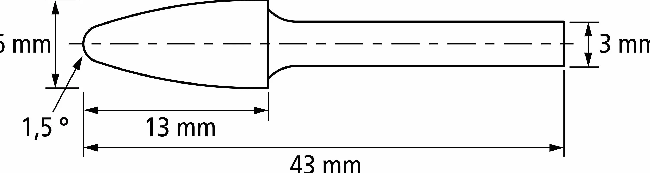 PFERD Sztyft frezujący HM, okrągły kształt łuku, uzębienie 3 PLUS, trzpień Ø 6 mm, trzpień ø 3 mm, długość 43 mm, 21230083 – do uniwersalnego zastosowania na najważniejszych materiałach przemysłowych