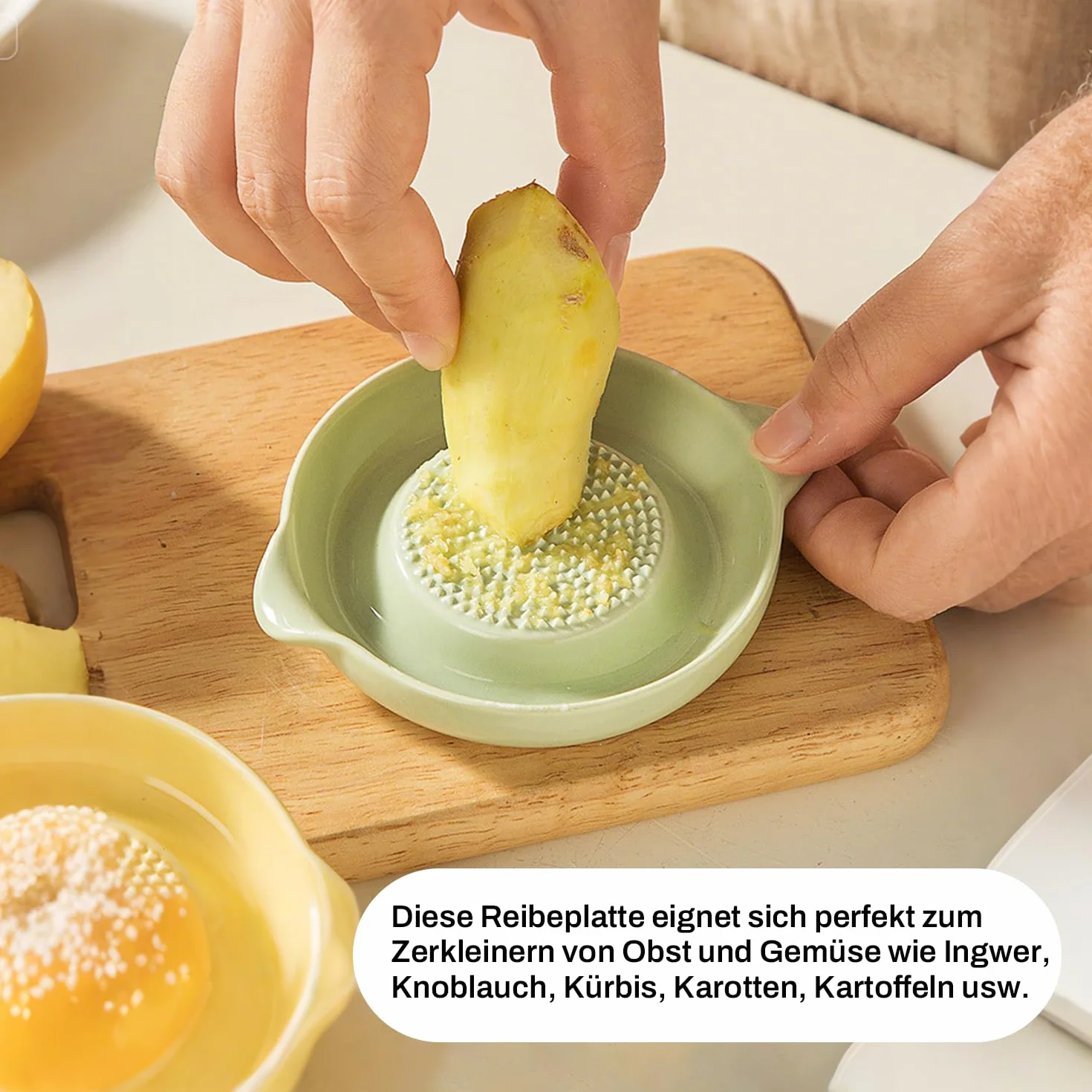 ceramiczna tarka, ceramiczna tarka do imbiru, dostarczana z szczotką, tarka do czosnku, tarka do owoców, tarka do warzyw, tarka do wasabi, do imbiru, czosnku, cebuli (zielona okrągła)