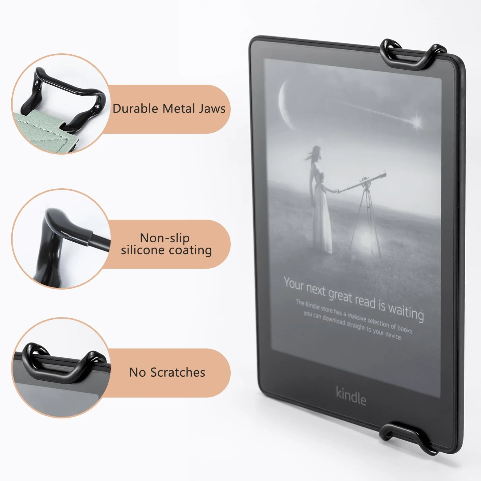 CoBak Bezpieczny pasek na rękę do e-booków i tabletów – wszechstronny i lekki uchwyt na palec dla 6,8–9 cali Kindle/Kobo/Voyaga/Lenovo/Sony e-book-tablet – Wysoka elastyczność, zieleň sałedźowa