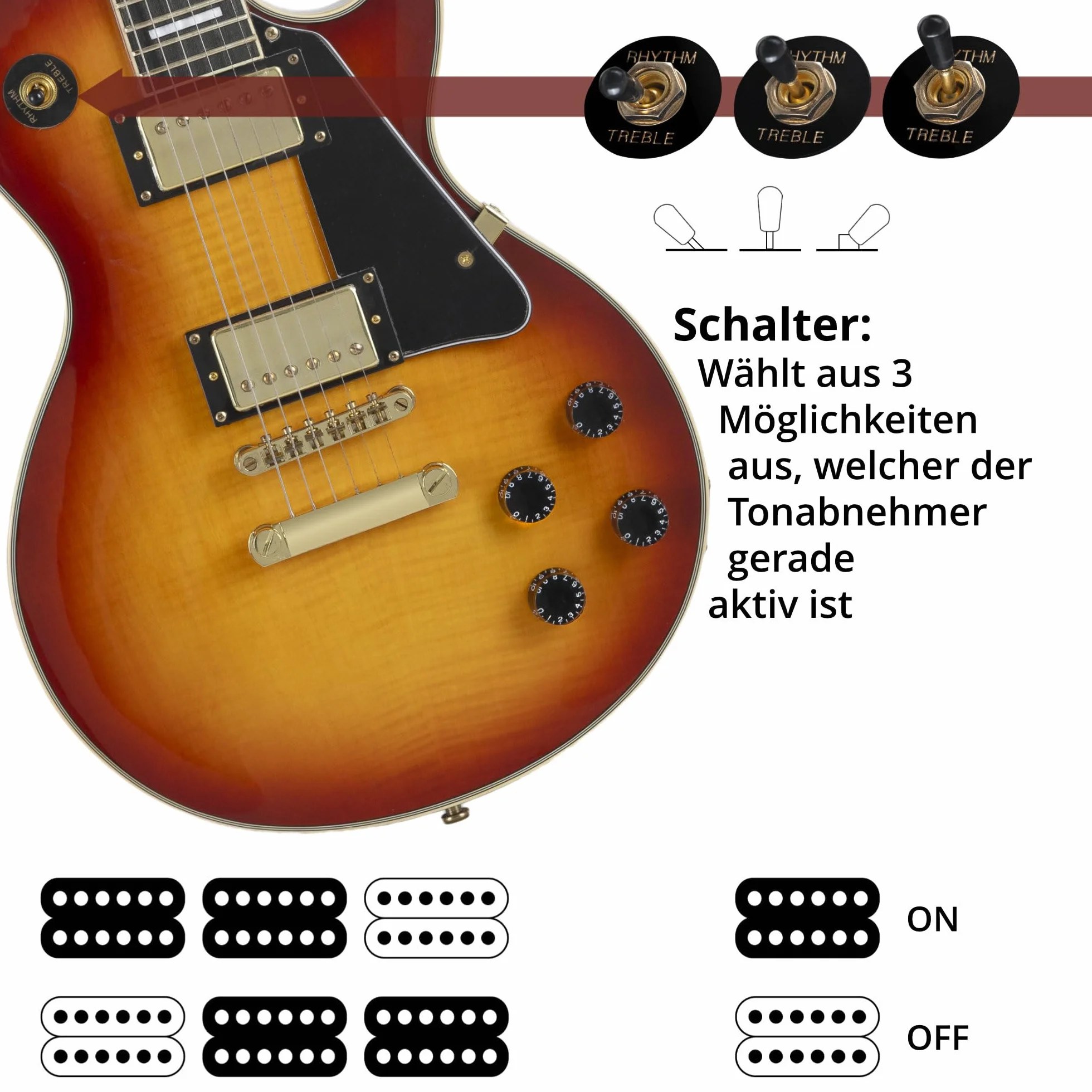 Rocktile Pro L-200OHB gitara elektryczna - korpus: mahoń - 2 przetworniki Humbucker - klejona szyjka z klonu - podstrunnica palisandrowa - mostek Tune-O-matic i stop Bar Tailpiece - Orange Honey Burst