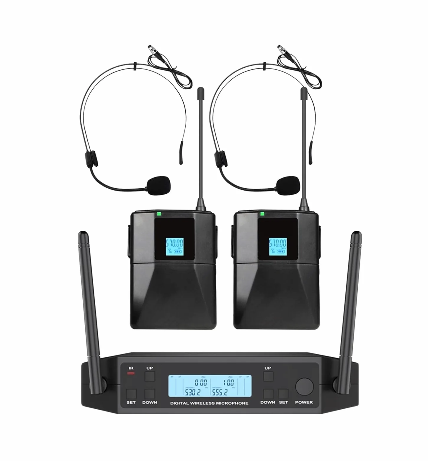 Bezprzewodowy Mikrofon Krawatowy GD1.4 UHF Profesjonalny Klips Do Zestawu Słuchawkowego Mic Bodypack Regulacja Częstotliwości 50M Na Imprezę Czysty OdbióR DźWięKu(2Headset-)