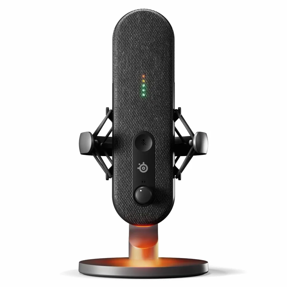 SteelSeries Alias Mikrofon USB do komputera PC — 3 razy większa kapsuła do gier, streamingu i podcastów — Redukcja szumów SI — Dioda LED monitorowania poziomu i wyciszenia — Kosz antywibracyjny