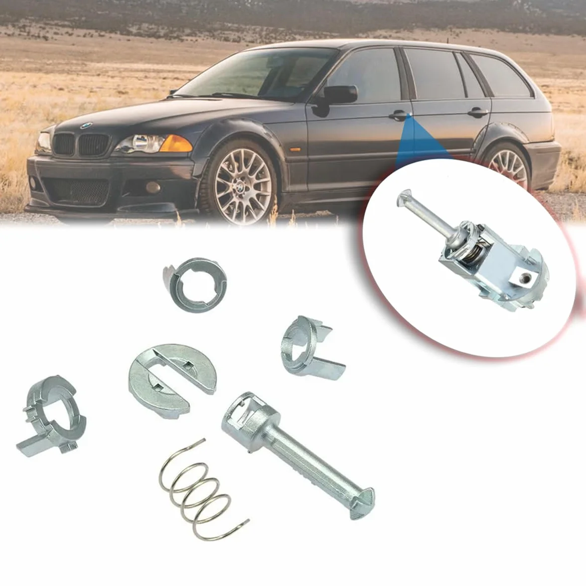Zamek do drzwi, cylinder do drzwi, zestaw naprawczy cylinder zamka drzwi, cylinder, części zamienne przód lewy prawy do serii 3 E46 Sedan Touring Coupe Cabrio 19908-2005 51218244049