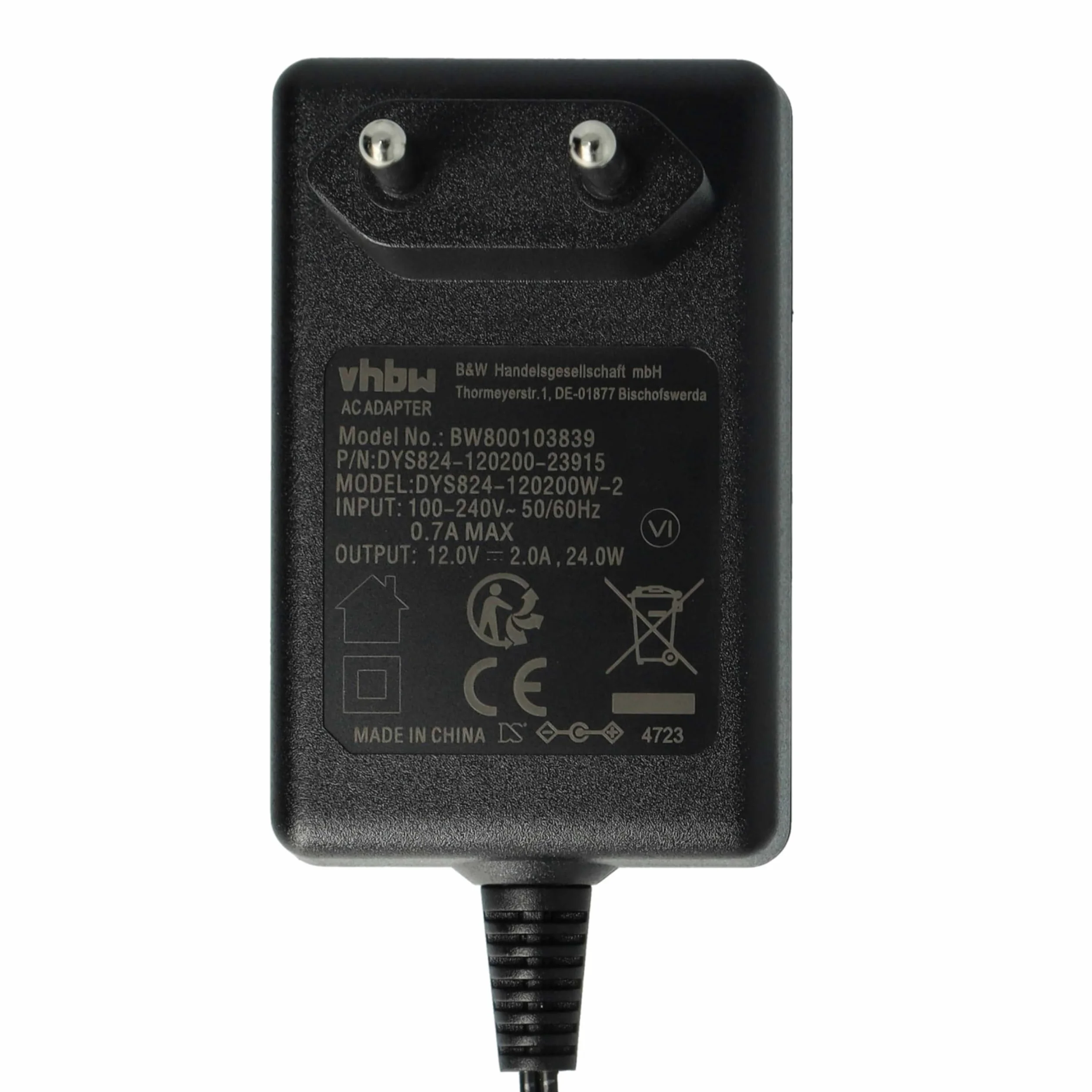 vhbw Zasilacz kompatybilny z Yamaha PSR-K1 Keyboard, pianino elektryczne - zamiennik do PA-5, PA-150, PA-150A, PA-5D