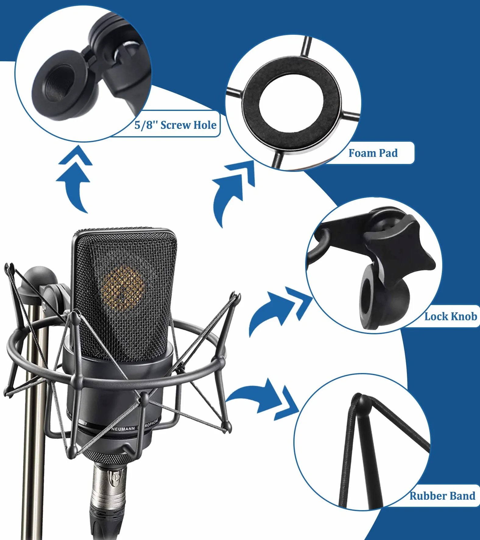 SUUNTOK TLM 103 Shock Mount - uchwyt mikrofonowy kompatybilny z mikrofonem pojemnościowym Neumann TLM 103 M147 firmy S, czarny