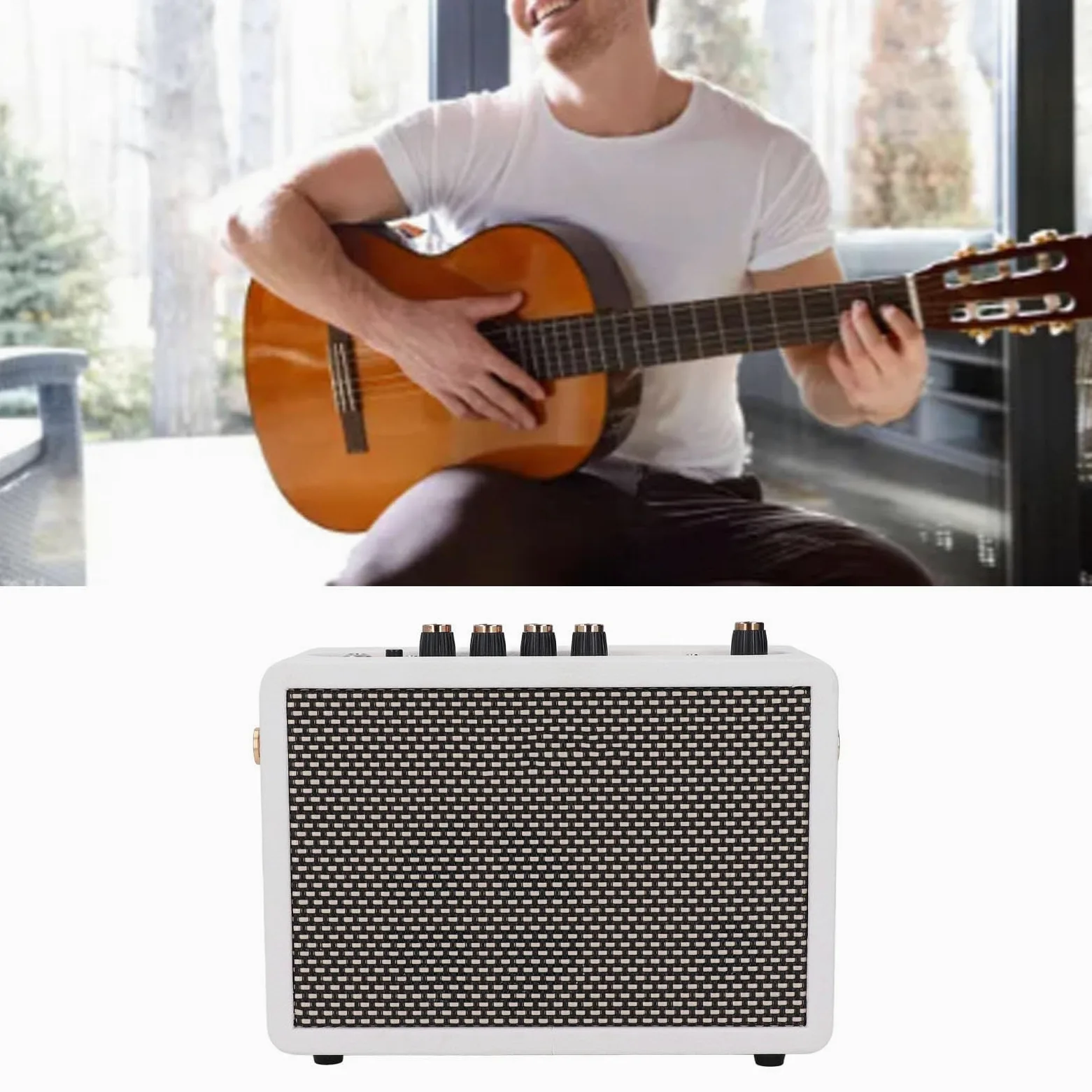 Mały Wzmacniacz Gitarowy, Przenośny Wzmacniacz 10W z Zniekształceniami i Pogłosem do Gitary Elektrycznej Home Studio Travel