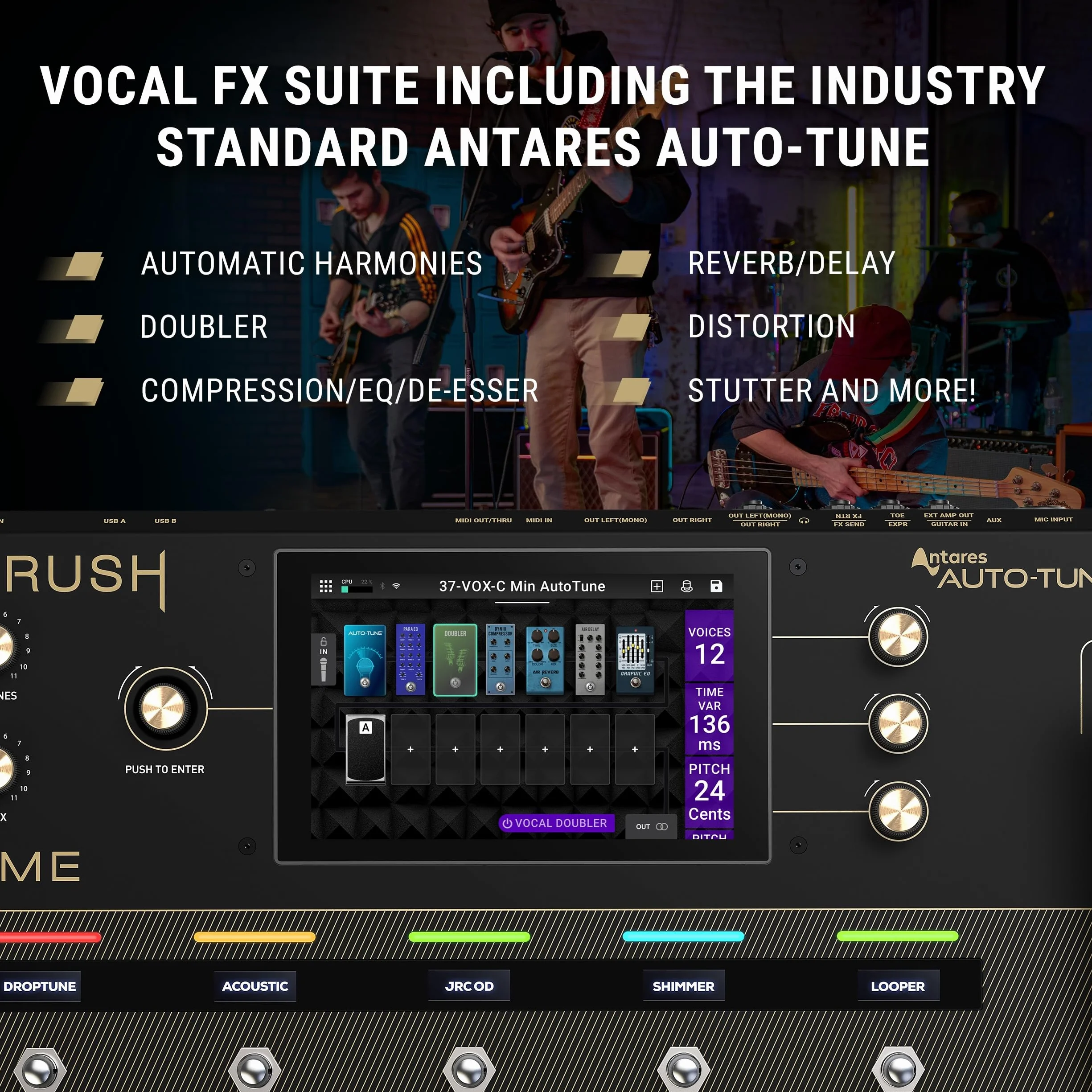 HeadRush Prime – Multiefekt do gitary i wokali z procesorem modelującym, Amp Clonerem, Antares Auto-Tune, WiFi, ekranem dotykowym, Looperem, Bluetooth